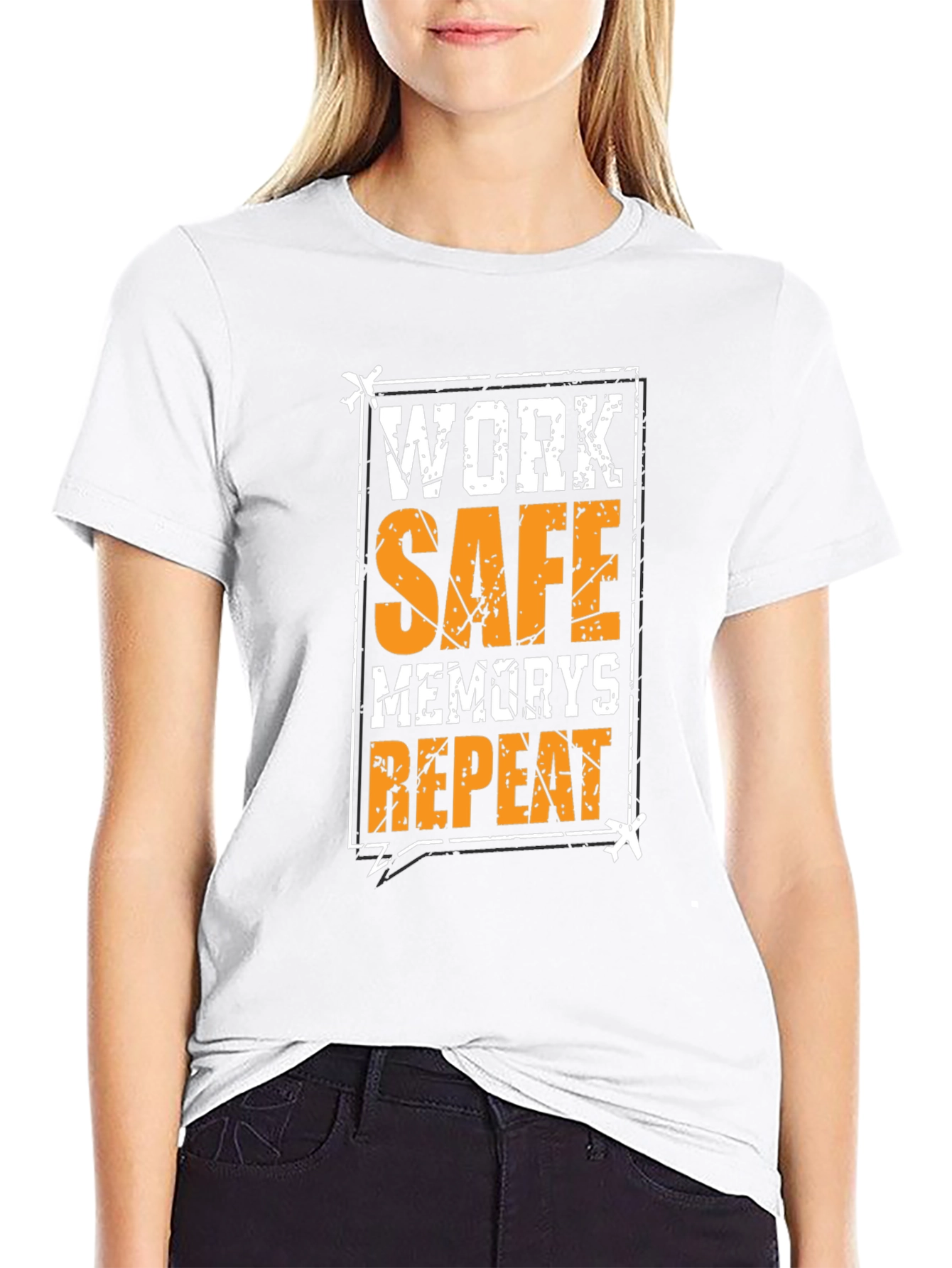 Black Work Safe Memories Repeat Black T-Shirt view 9