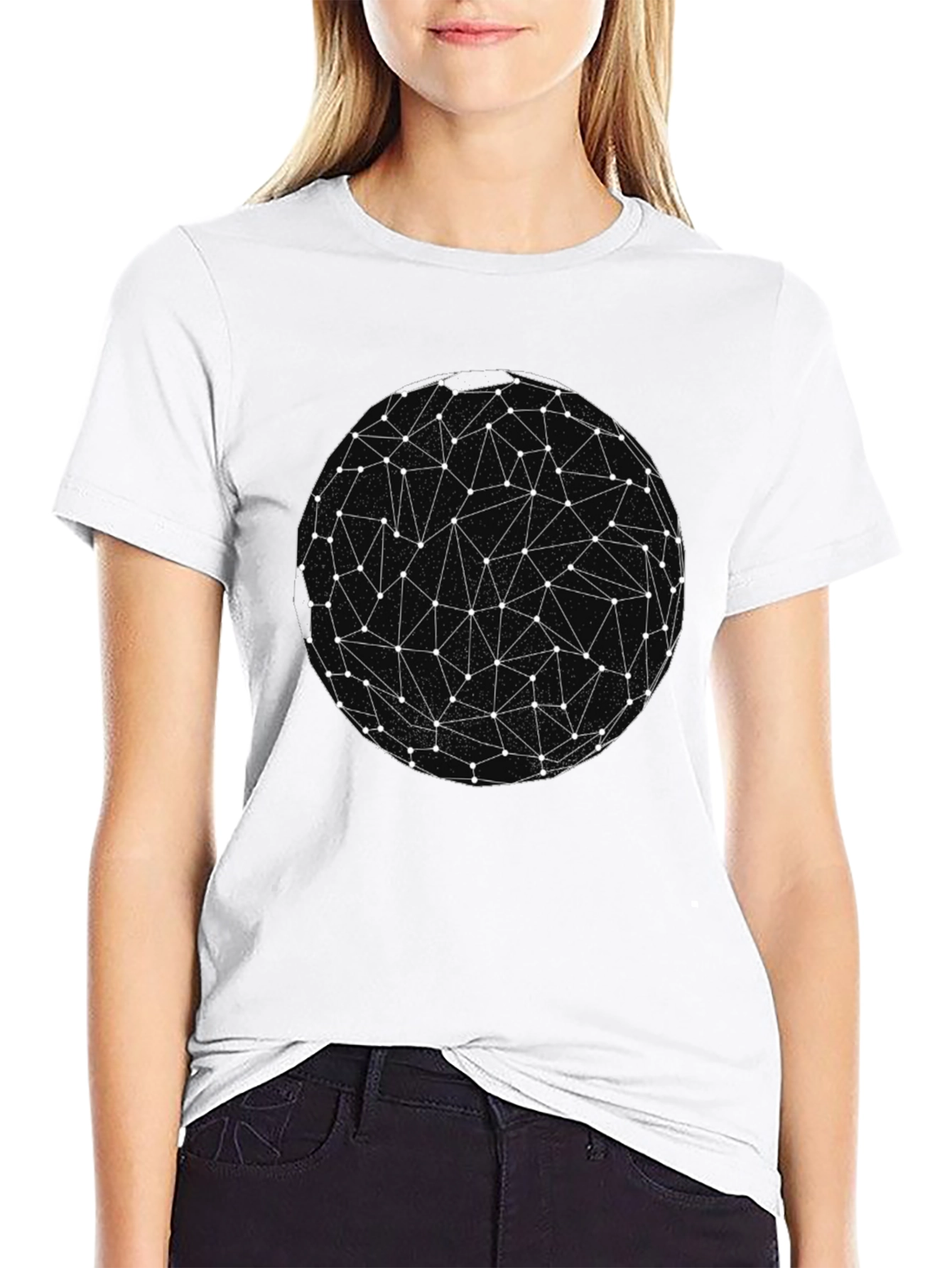 Black Abstract Geometric Sphere Graphic Tee - Modern Minimalist view 9