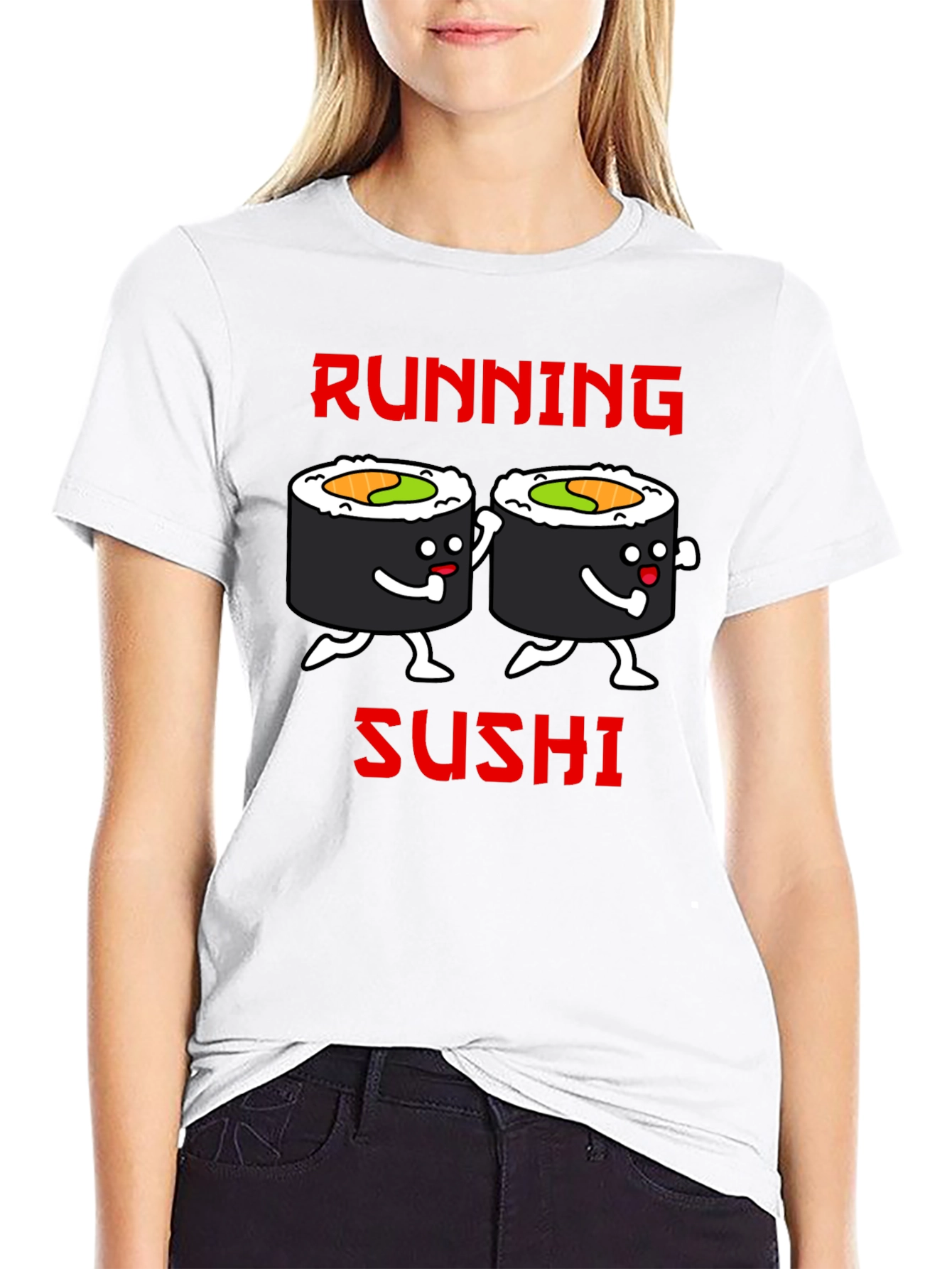 Black Running Sushi Graphic T-Shirt - Black view 9