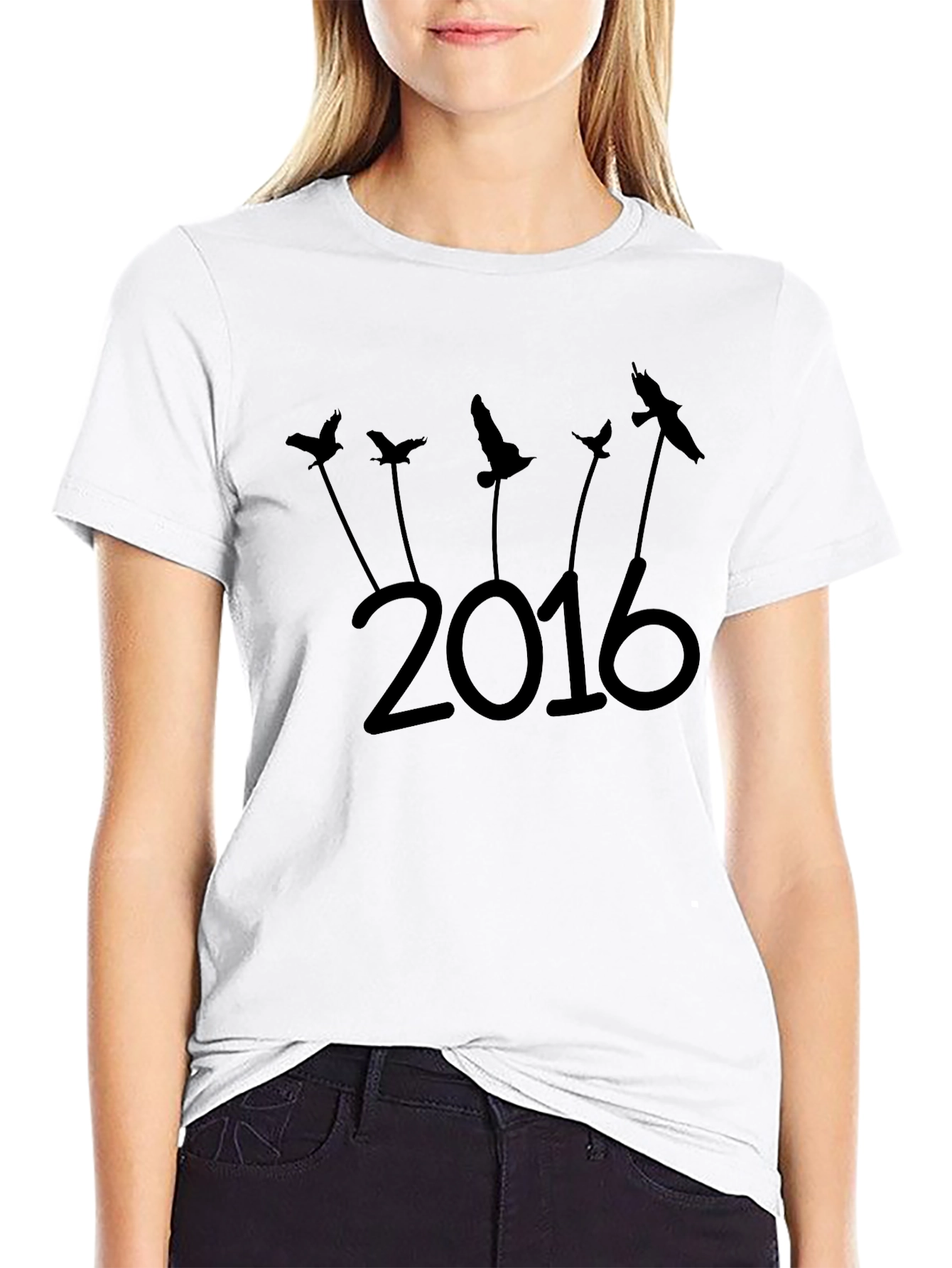 Black 2016 Bird Silhouette Graphic Tee - Stylish & Unique view 9