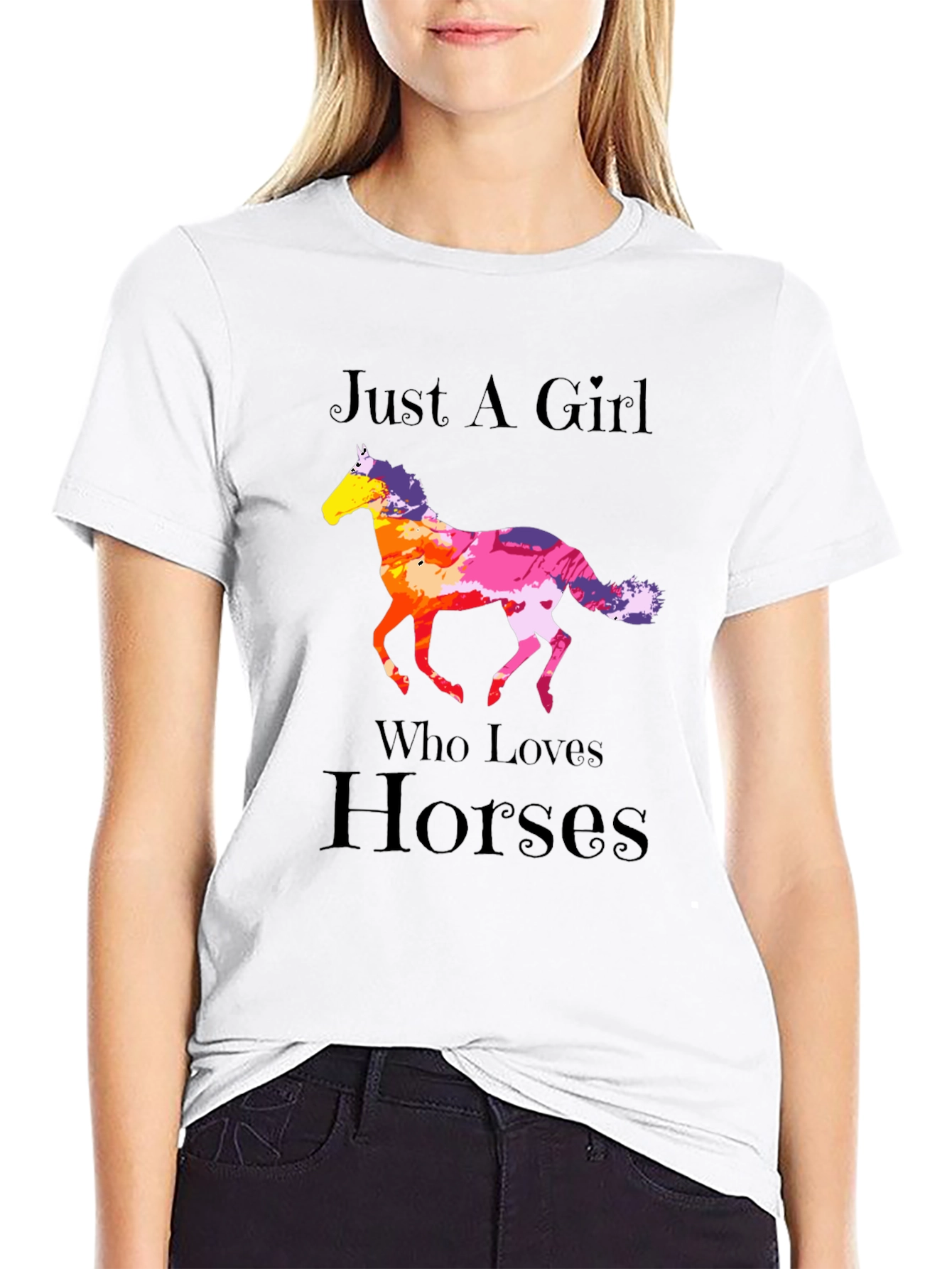 Black Just A Girl Who Loves Horses T-Shirt view 9