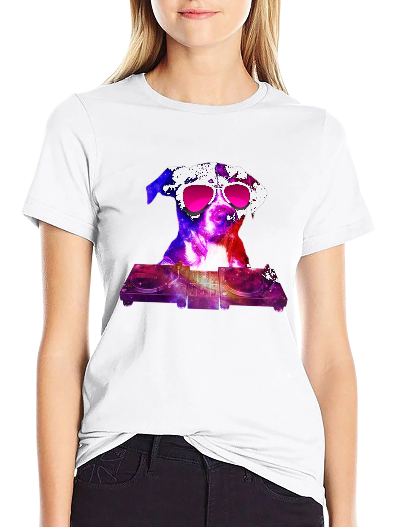 Black DJ Dog Graphic Tee - Cool & Unique view 9