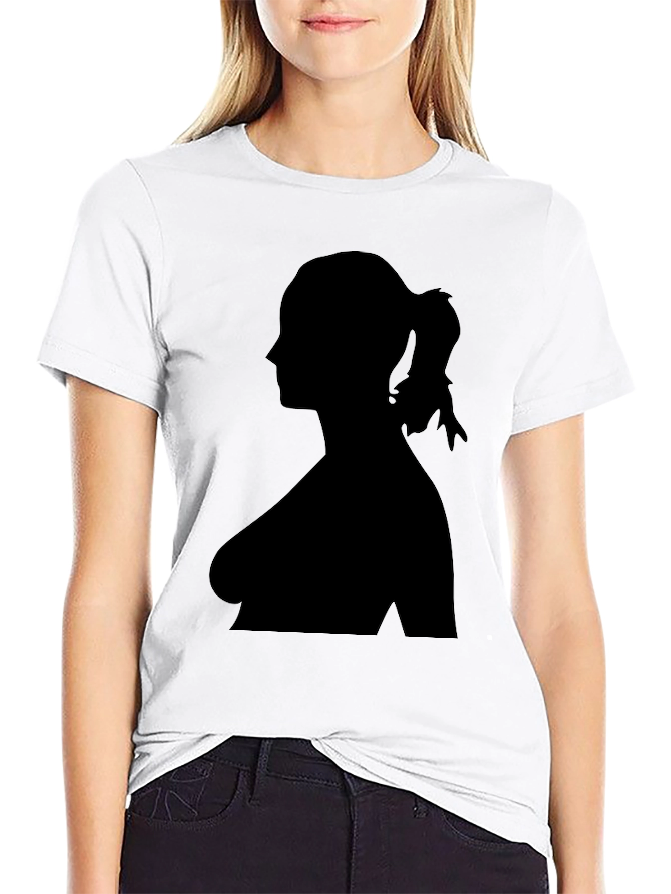 Black Silhouette Woman Black T-Shirt view 9