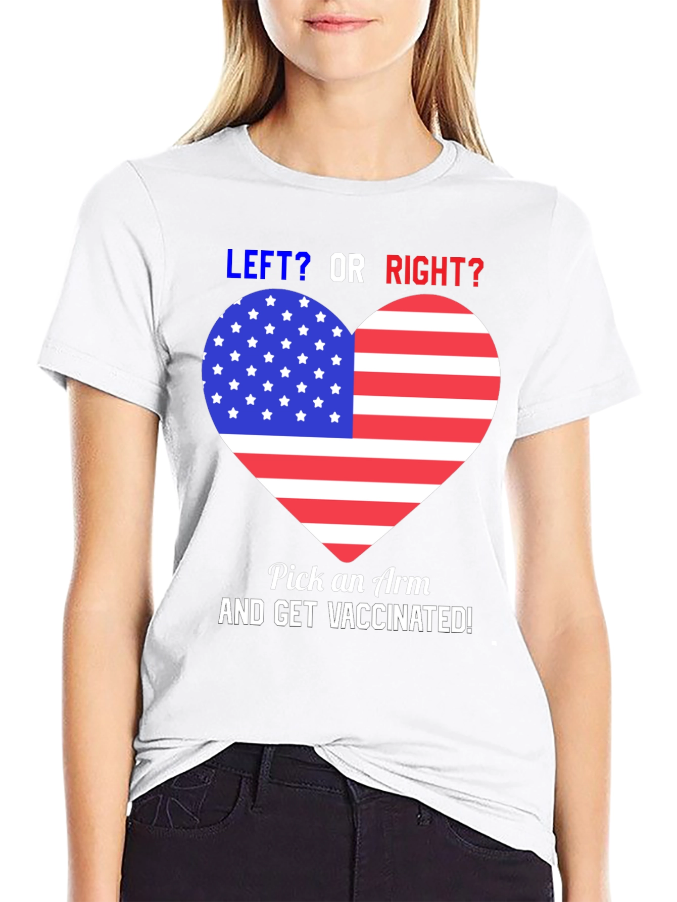 Black Patriotic Vaccination T-Shirt - Left or Right, Get Vaccinated! view 9