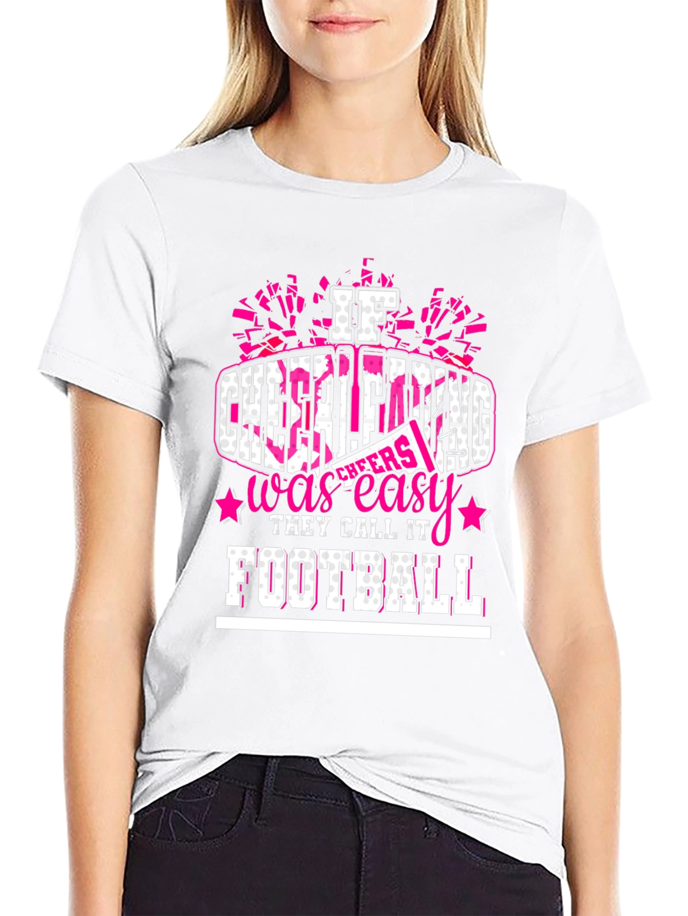 Black Cheerleading T-Shirt - If Cheerleading Was Easy, They Call It Football view 9