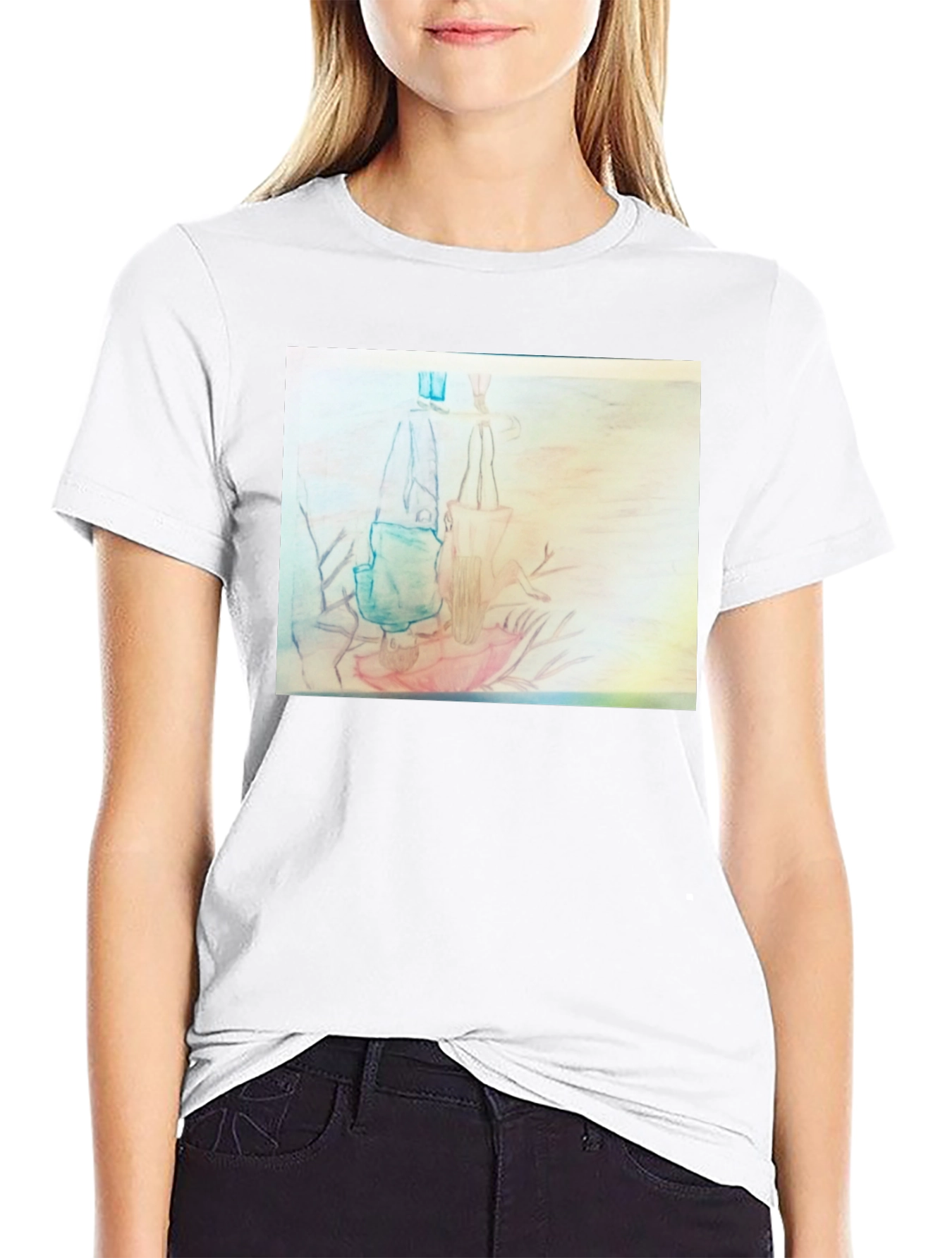 Black Unique Graphic Tee - Pencil Art Design view 9