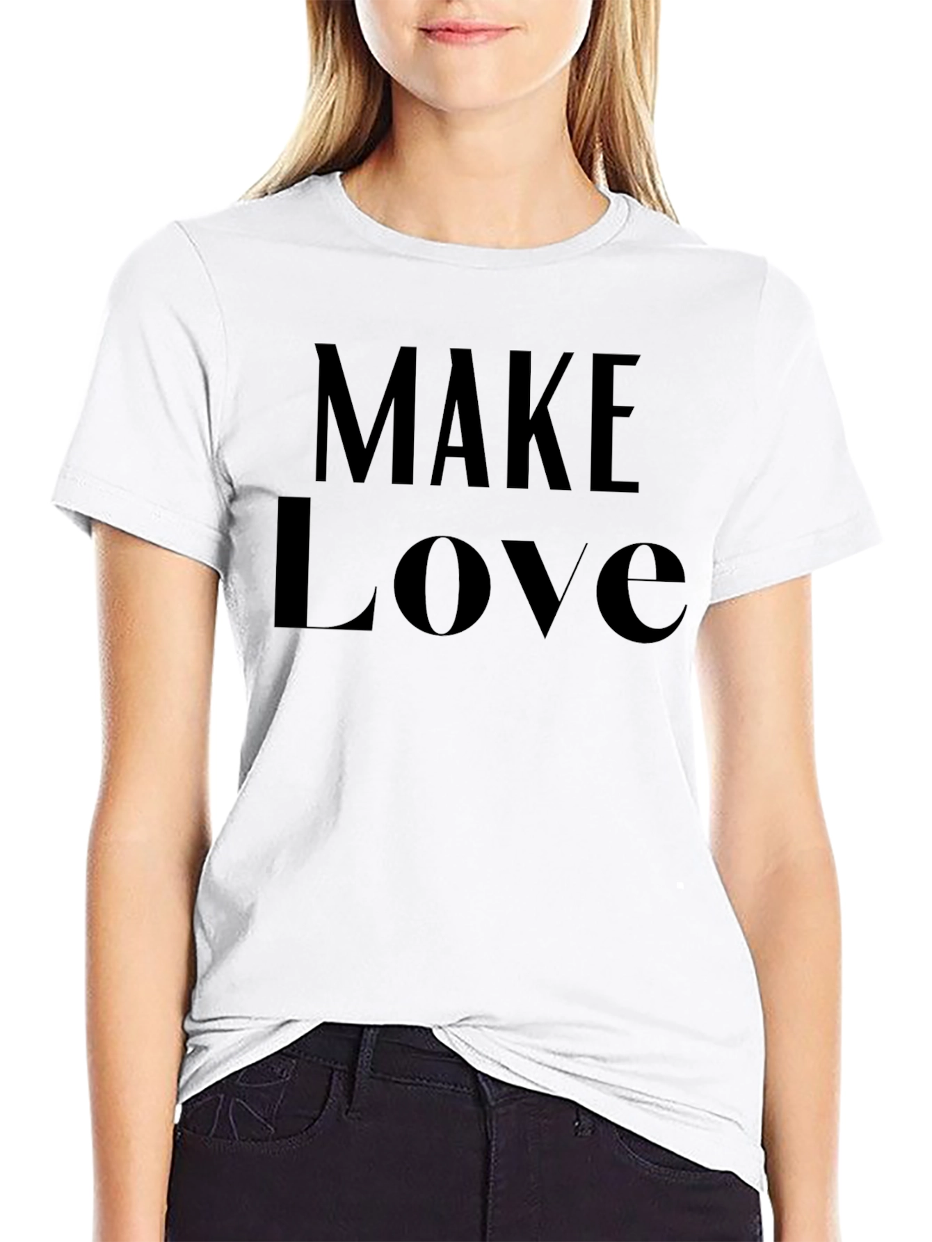 Black Make Love Graphic Tee - Soft Cotton Crew Neck view 9