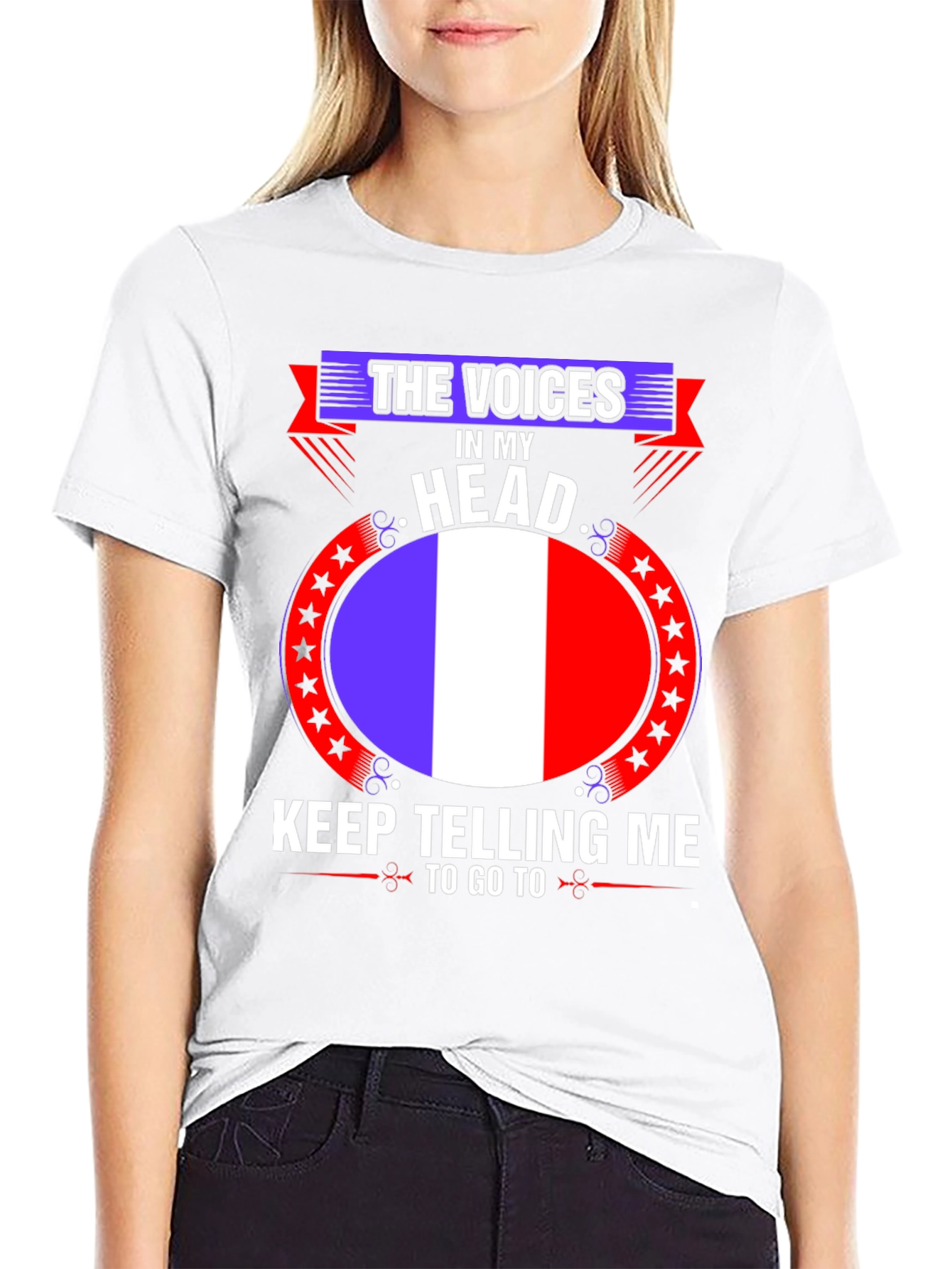 Black France Flag Voices in My Head T-Shirt view 9