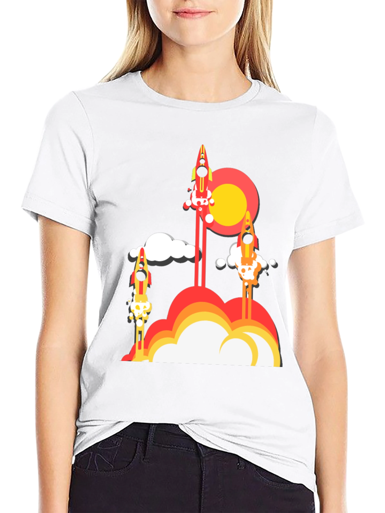 Black Rocket Launch Graphic Tee - Retro Style view 9