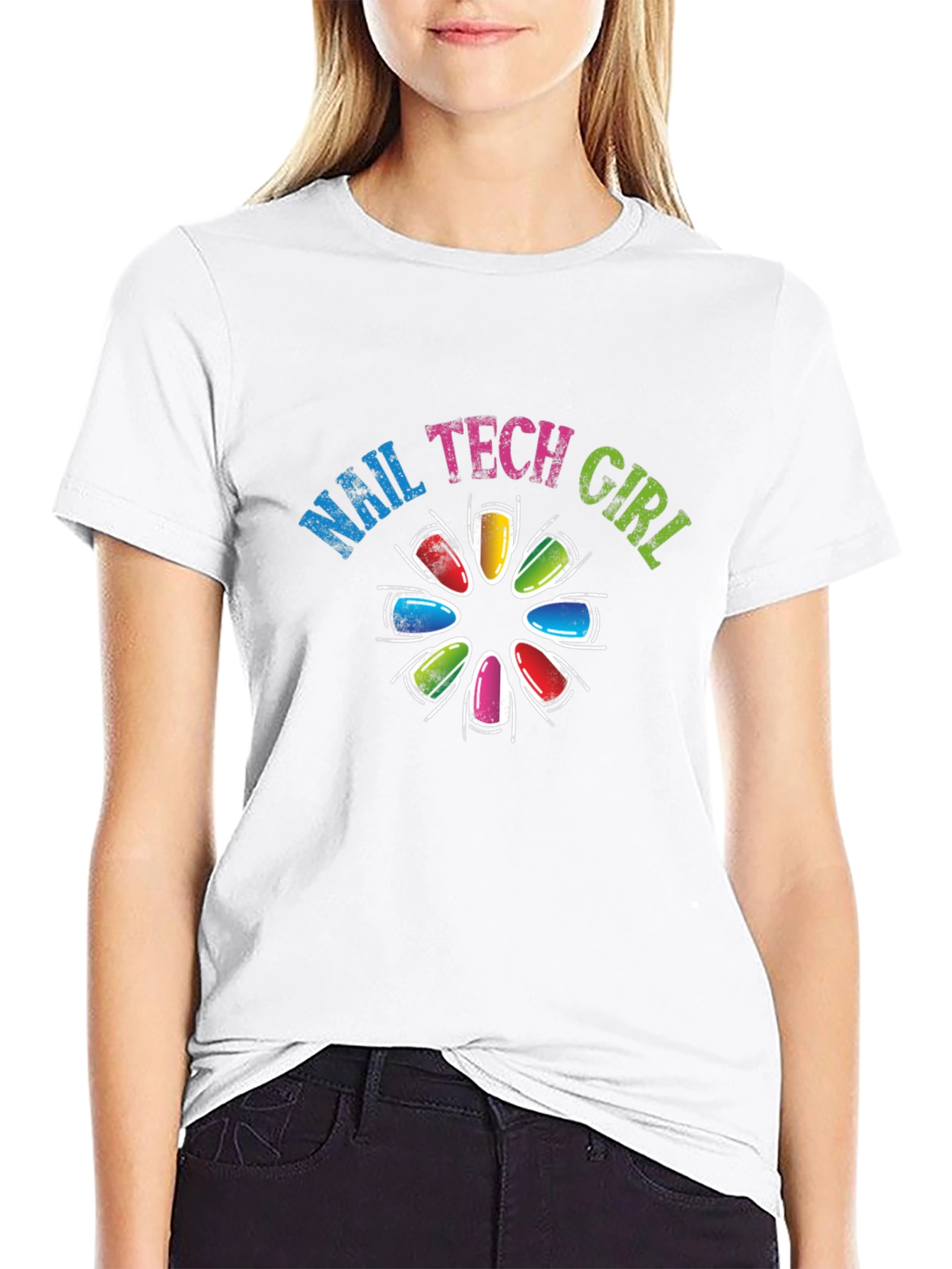 Black Nail Tech Girl T-Shirt view 9