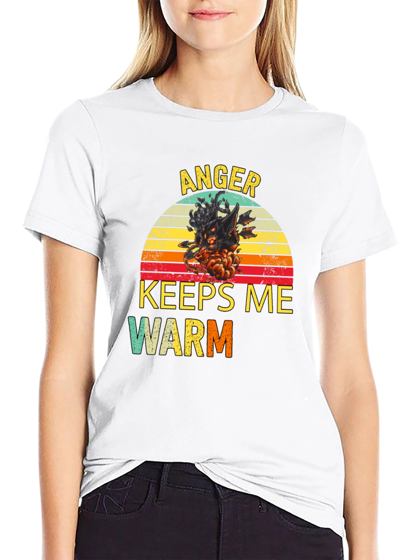 Black Anger Keeps Me Warm T-Shirt view 9