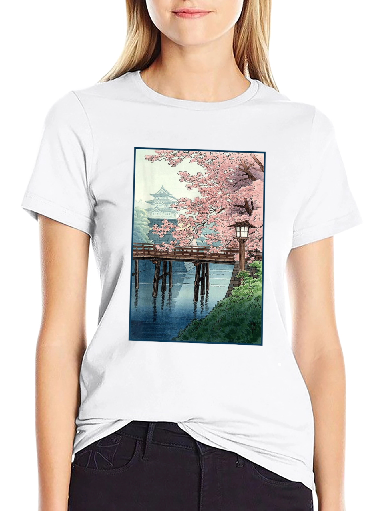 Black Japanese Cherry Blossom T-Shirt view 9