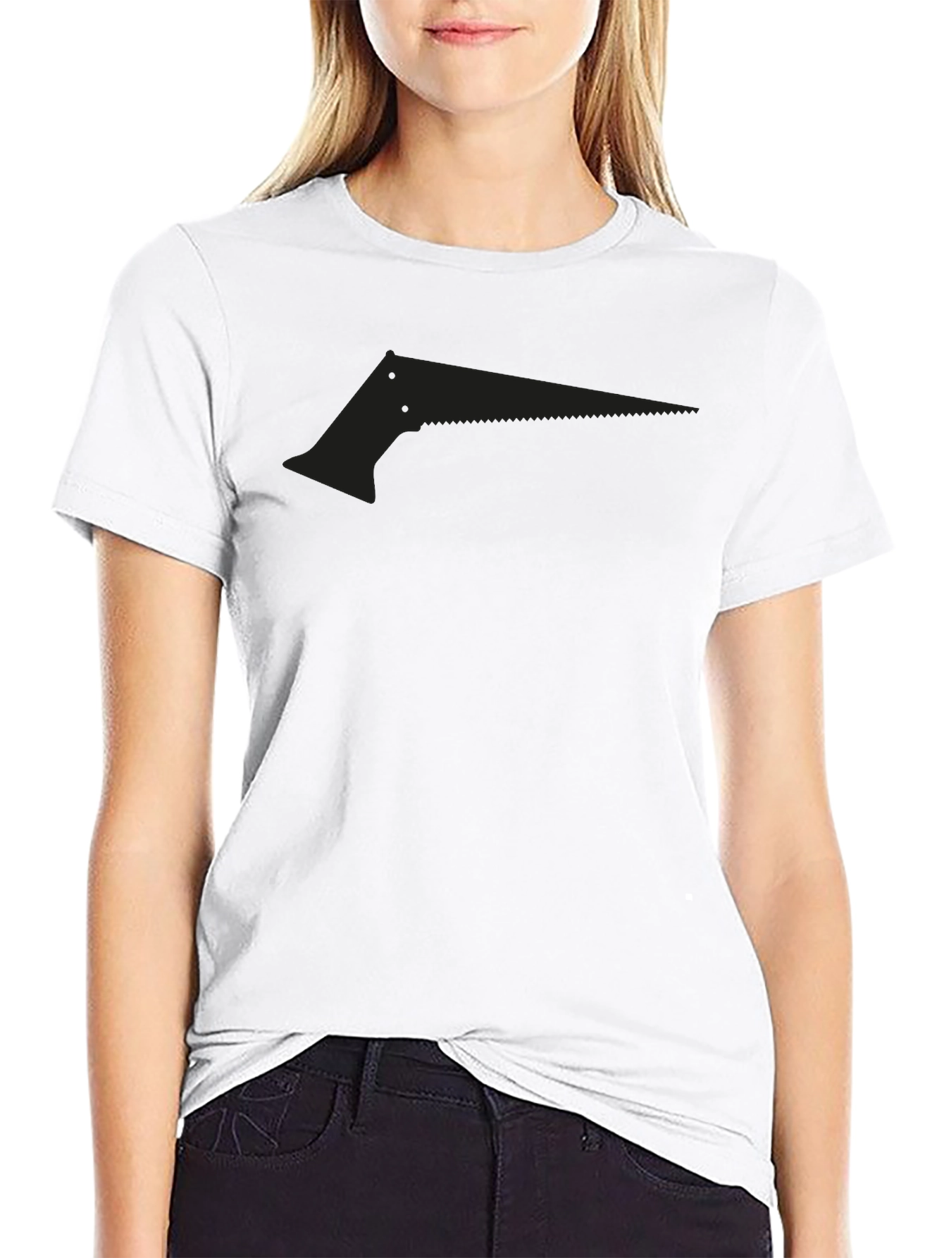 Black Men's Black Saw Graphic Tee - Edgy Design view 9