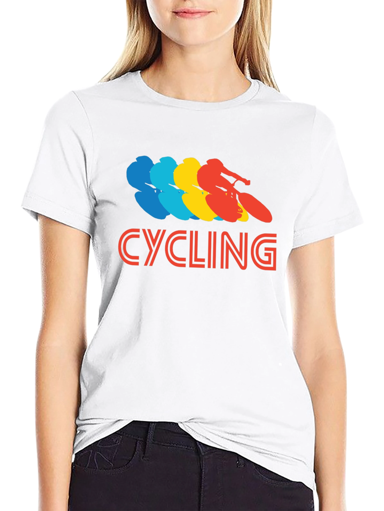 Black Retro Cycling Graphic Tee - Black Cotton T-Shirt view 9