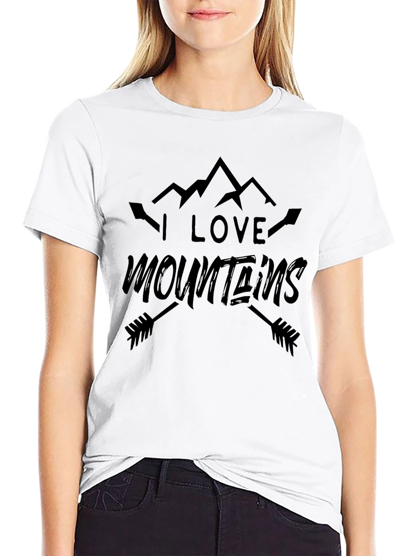 Black I Love Mountains Black Graphic T-Shirt view 9