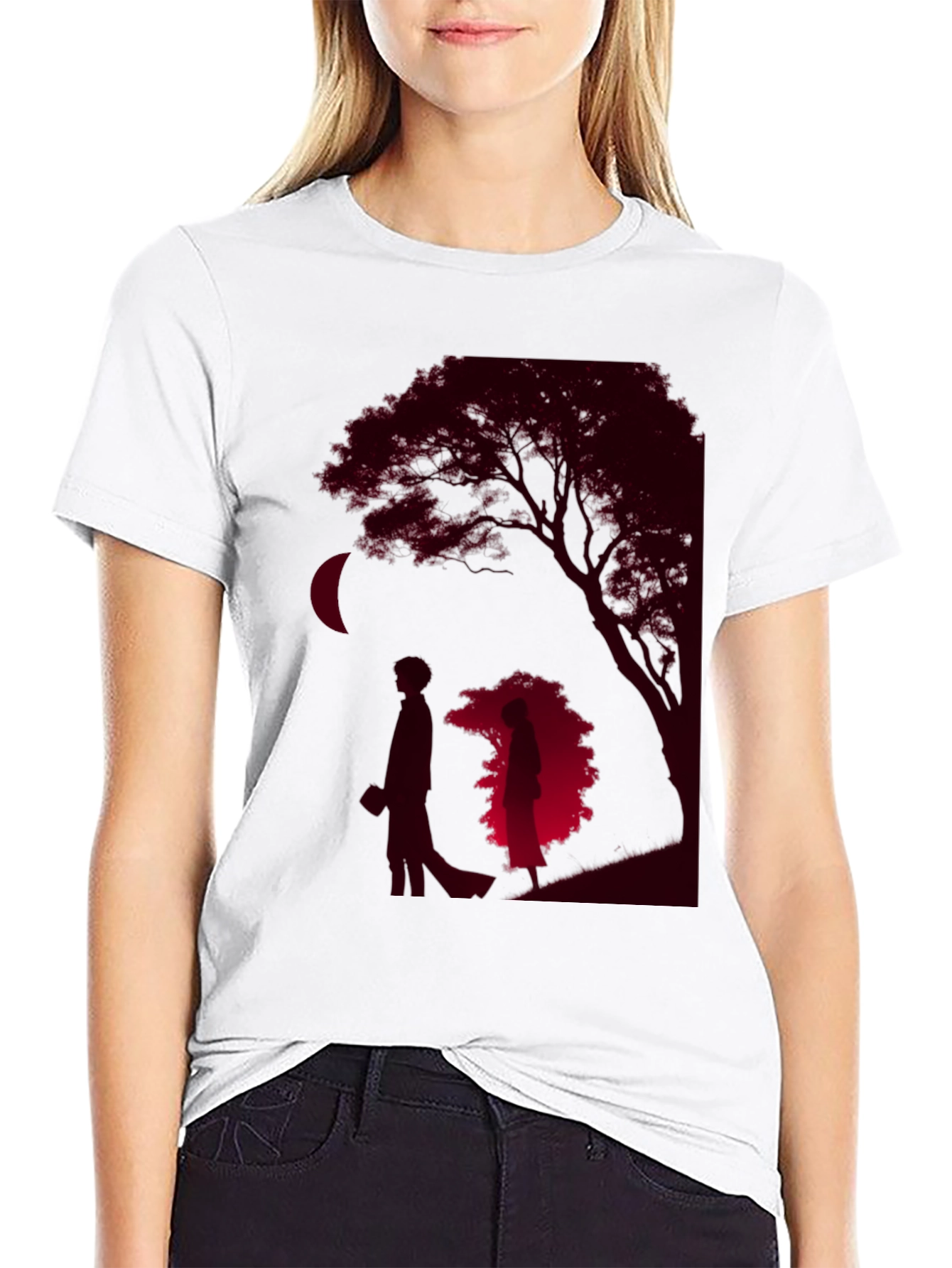 Black Romantic Silhouette Graphic Tee view 9