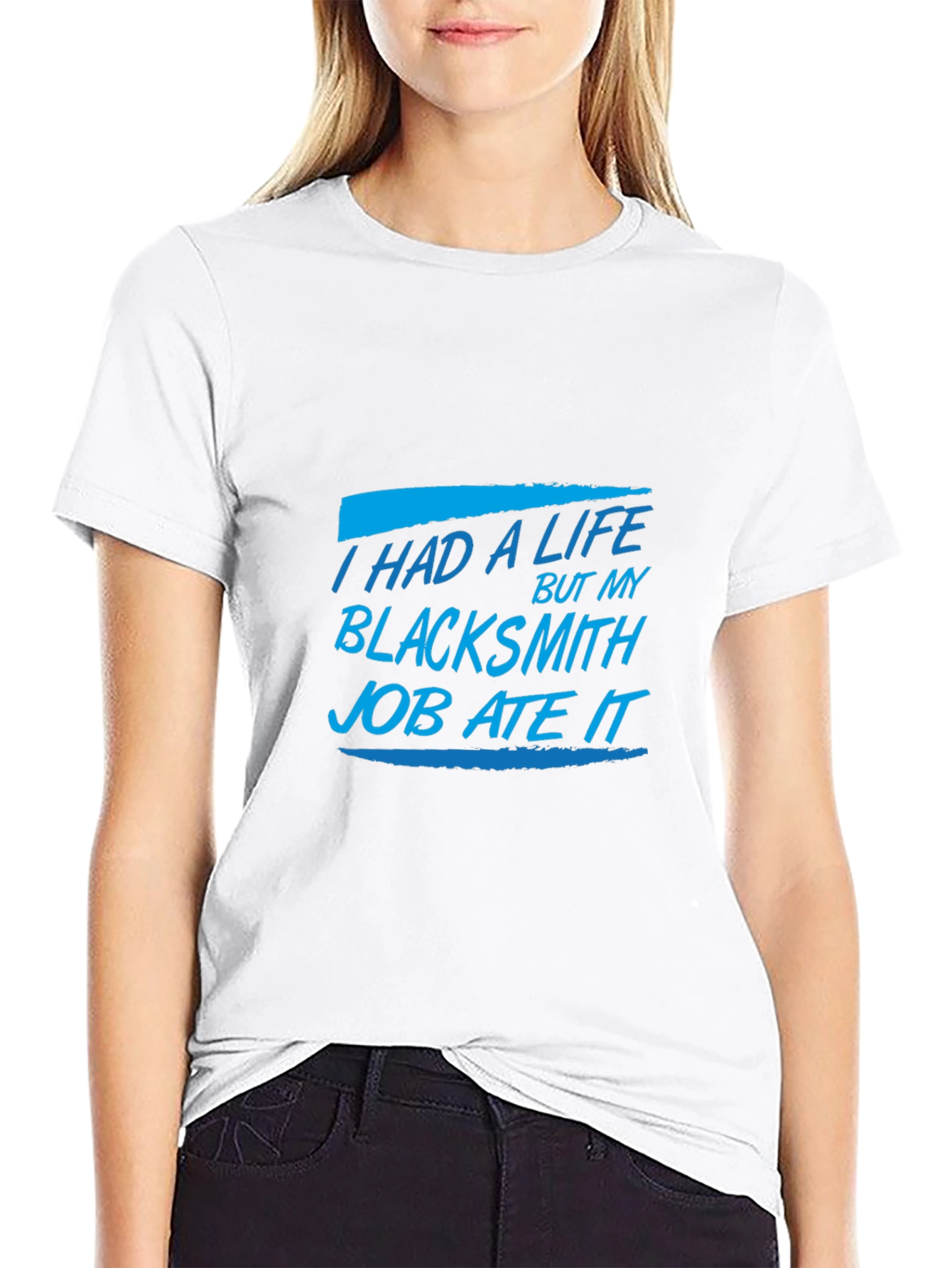 Black Blacksmith Job T-Shirt Funny Black Tee view 9
