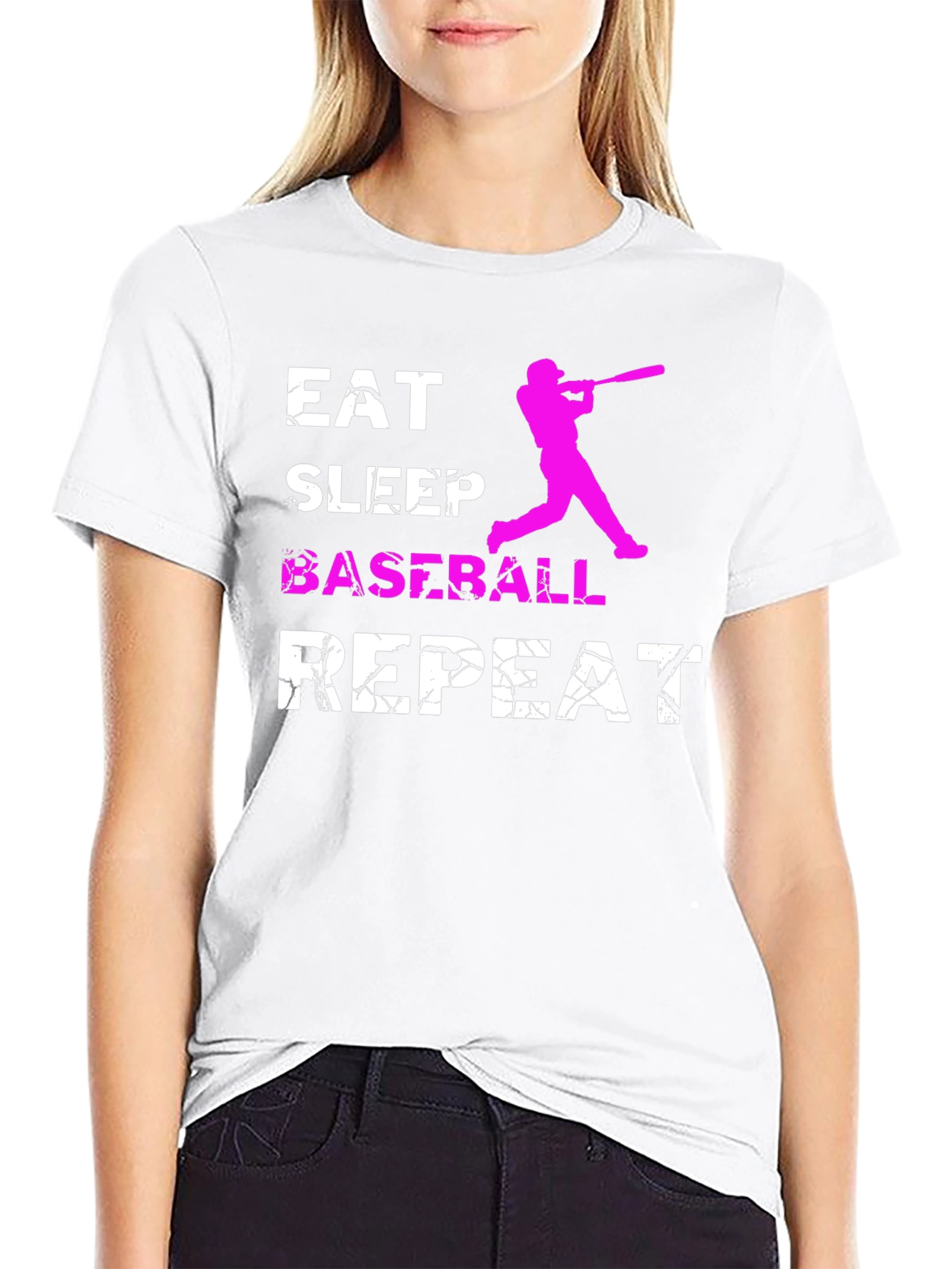 Black Eat Sleep Baseball Repeat Graphic Tee view 9