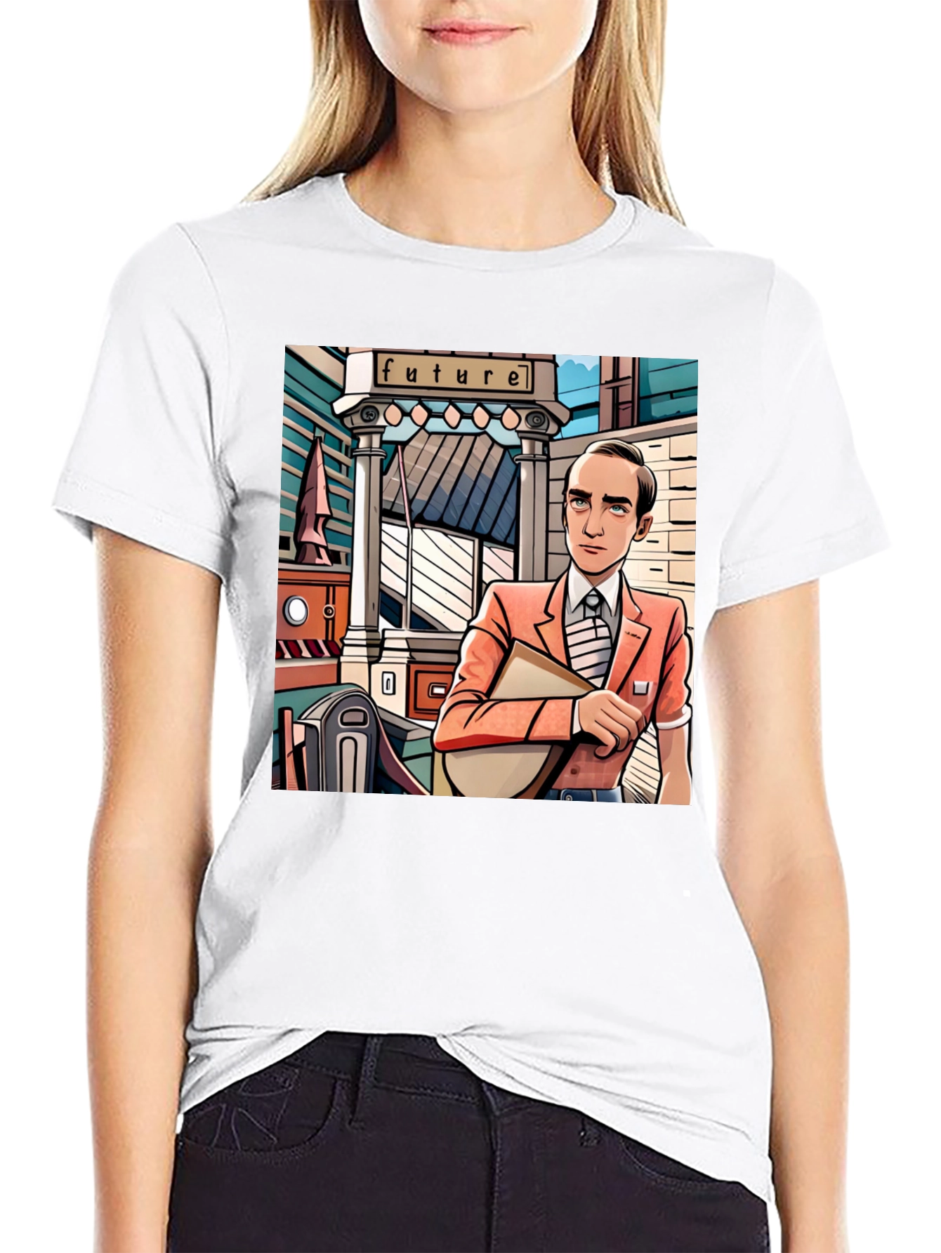 Black Cartoon Man Black T-Shirt view 9