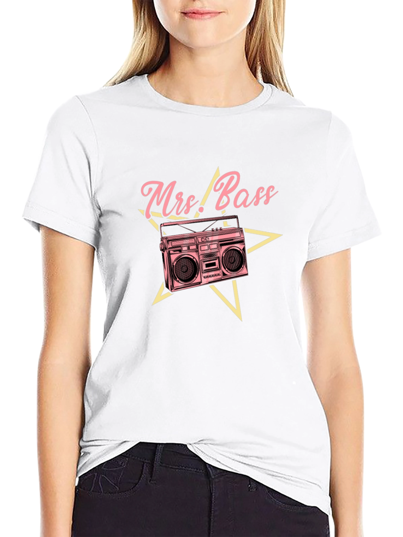 Black Mrs. Bass Retro Boombox Graphic Tee view 9