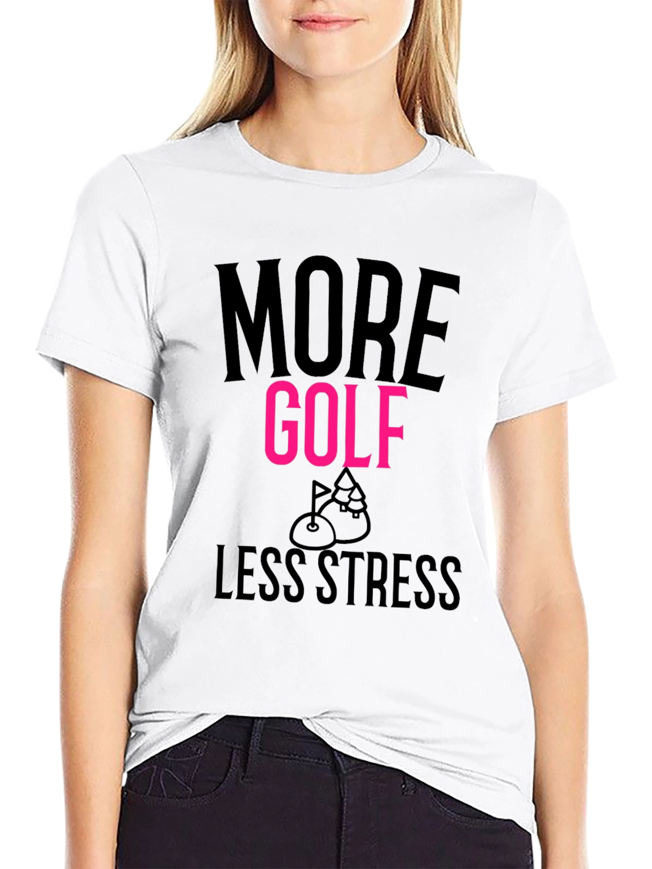 Black More Golf Less Stress T-Shirt view 9