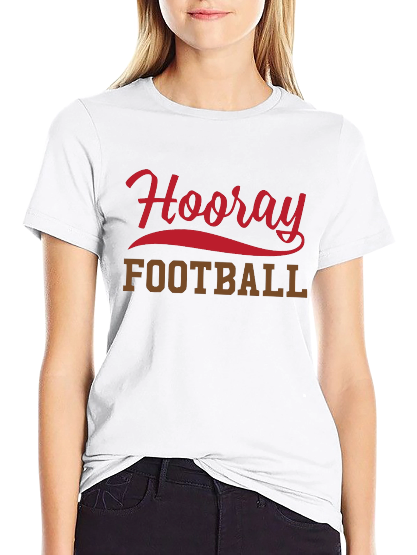 Black Hooray Football T-Shirt, Black Short Sleeve Tee view 9
