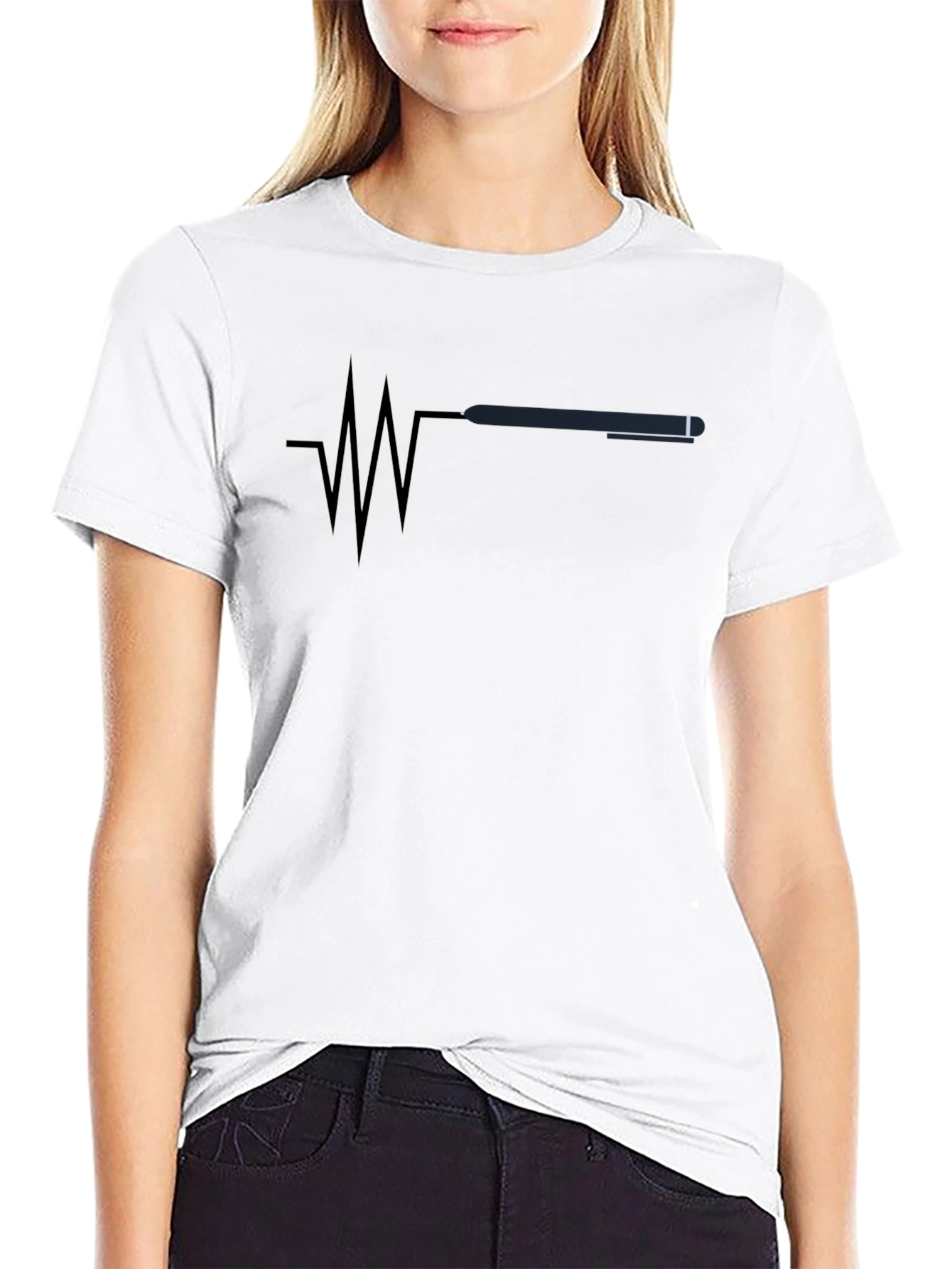 Black Pulse Pen Graphic Tee - Modern Black T-Shirt view 9