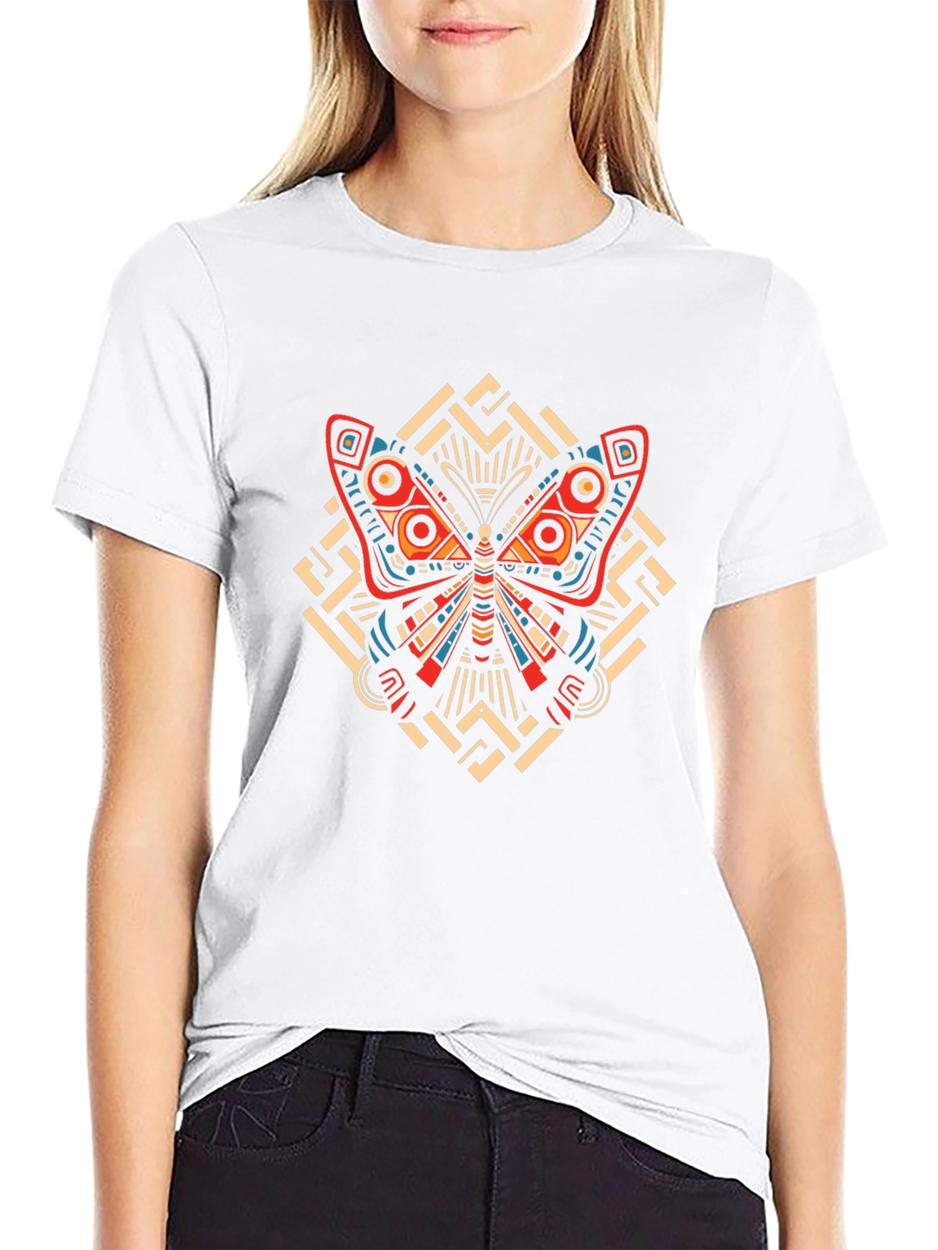Black Butterfly Graphic Print Crew Neck T-Shirt view 9