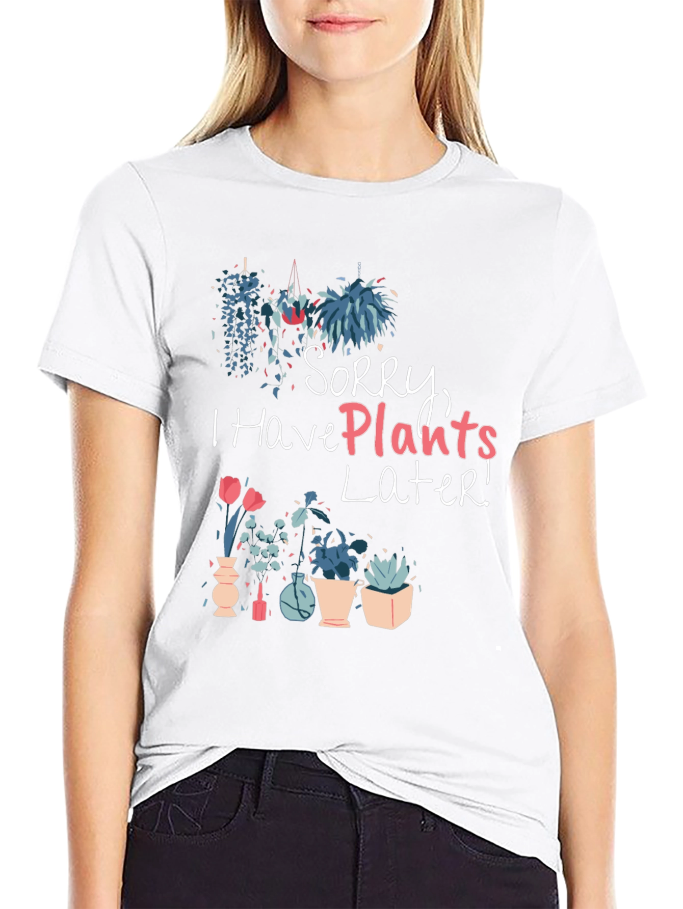 Black Plant Lover Graphic Tee - Sorry I Have Plants Later view 9