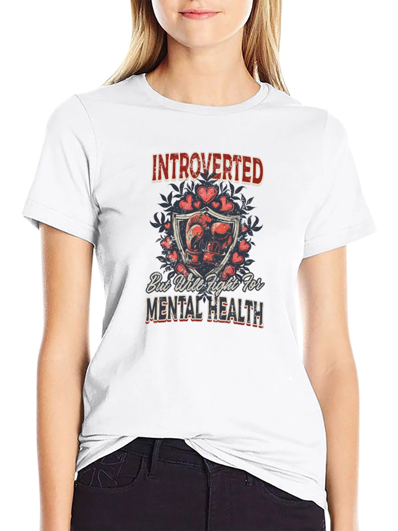 Black Introverted Mental Health Awareness Graphic T-Shirt view 9