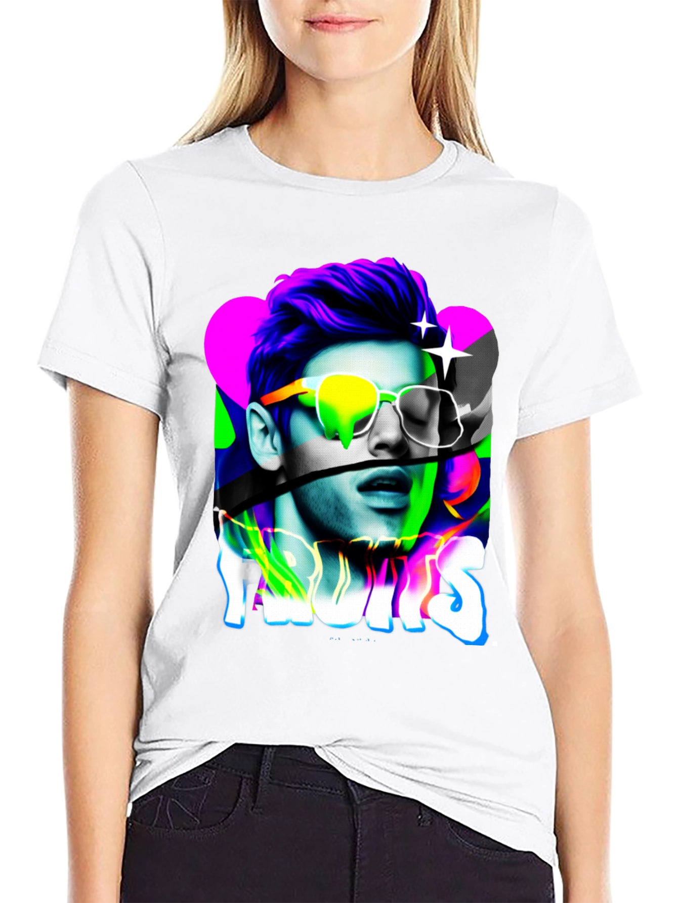 Black Vaporwave "Fruits" Graphic Print T-Shirt view 9