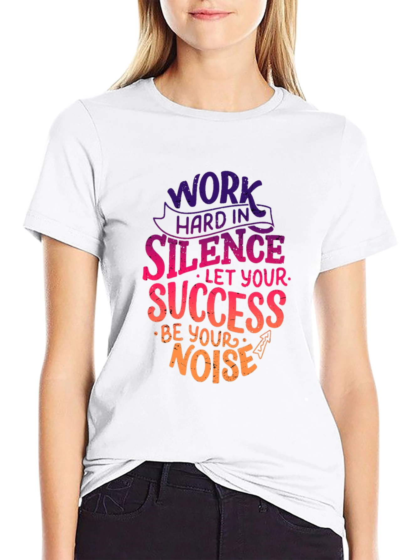 Black Work Hard in Silence T-Shirt Motivational Quote Tee view 9