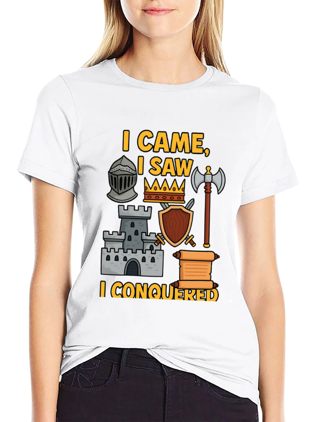 Black I Came, I Saw, I Conquered Graphic T-Shirt view 9