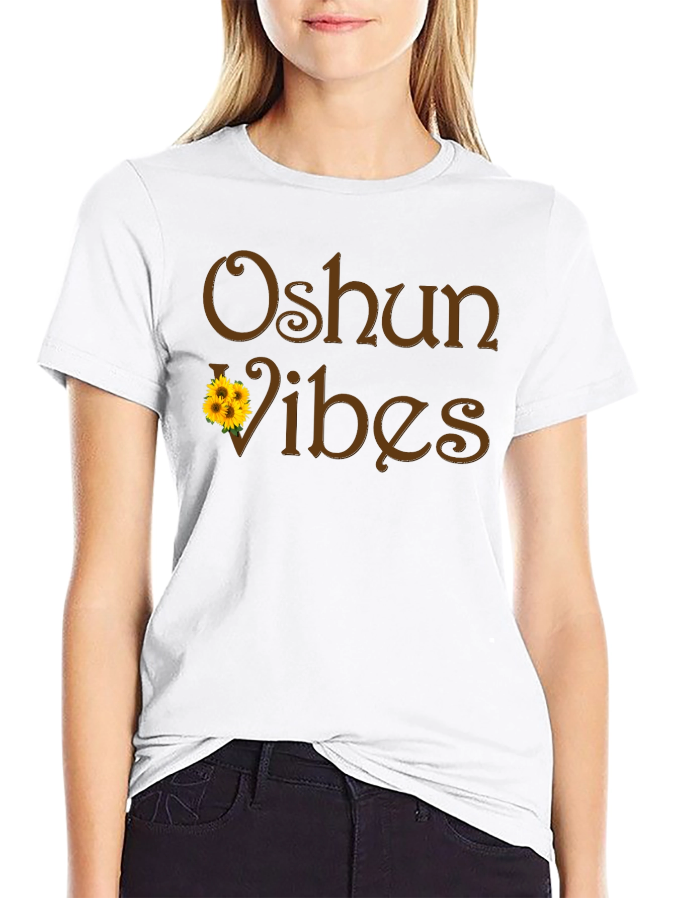Black Oshun Vibes Black Graphic T-Shirt view 9