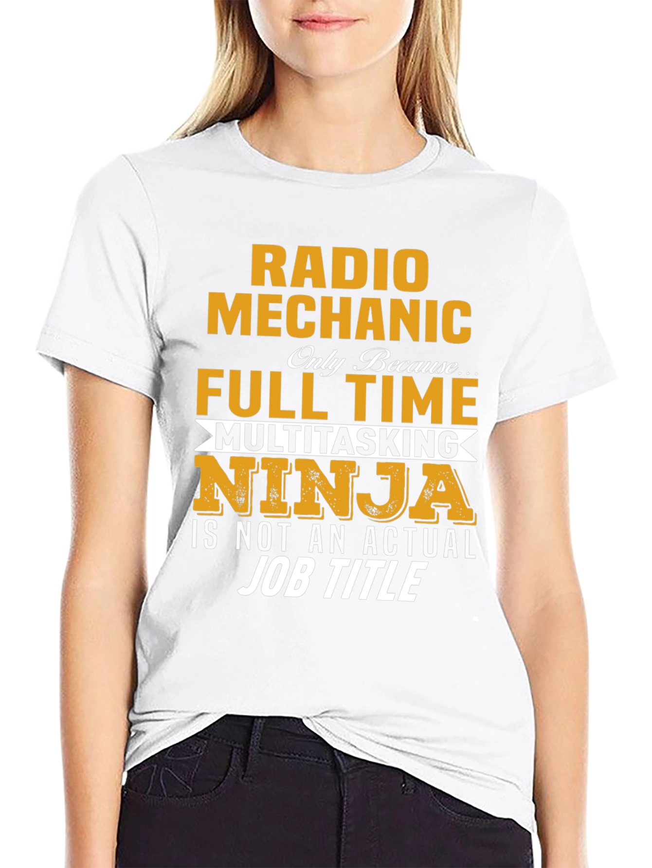 Black Radio Mechanic Multitasking Ninja T-Shirt view 9