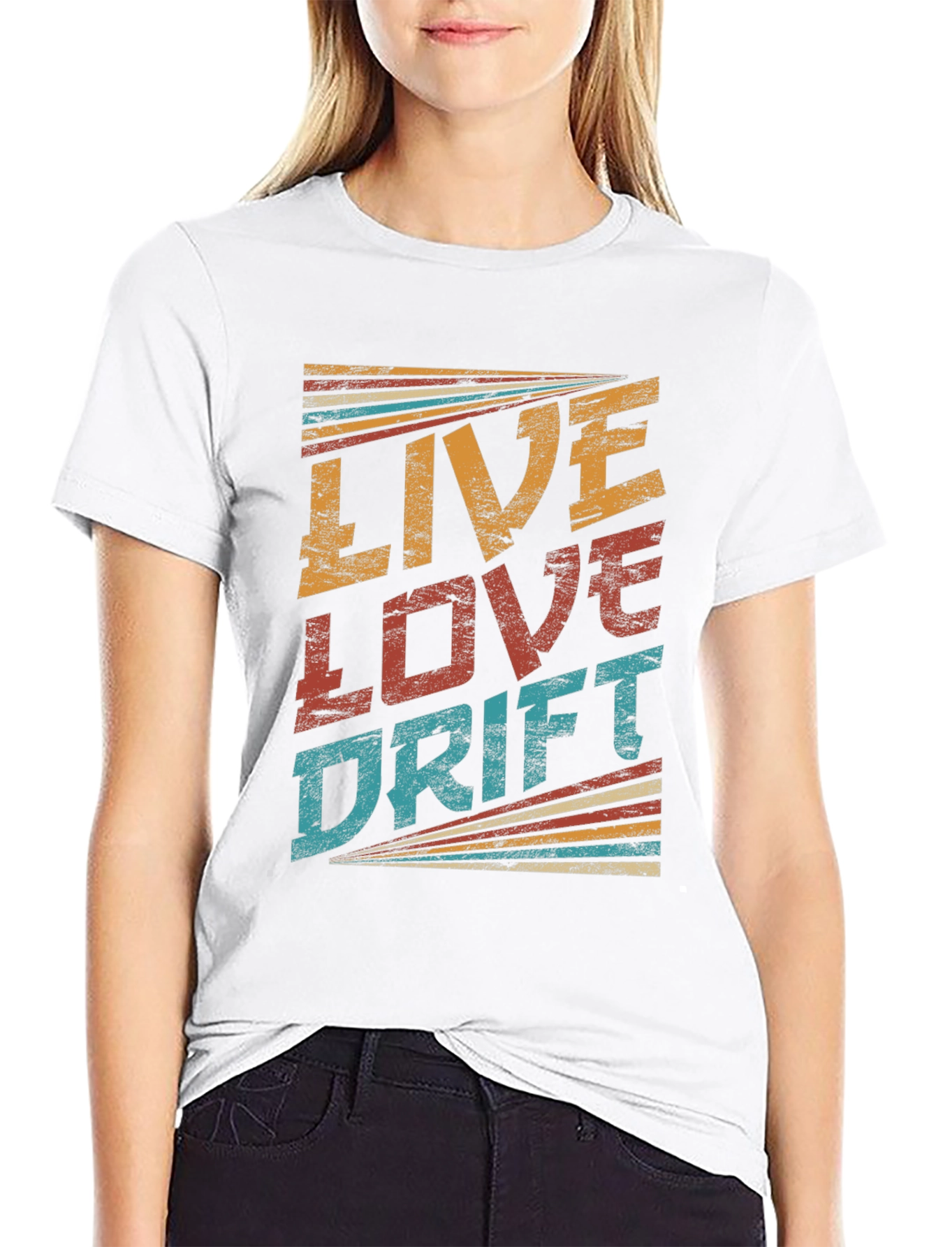 Black Live Love Drift Retro T-Shirt view 9
