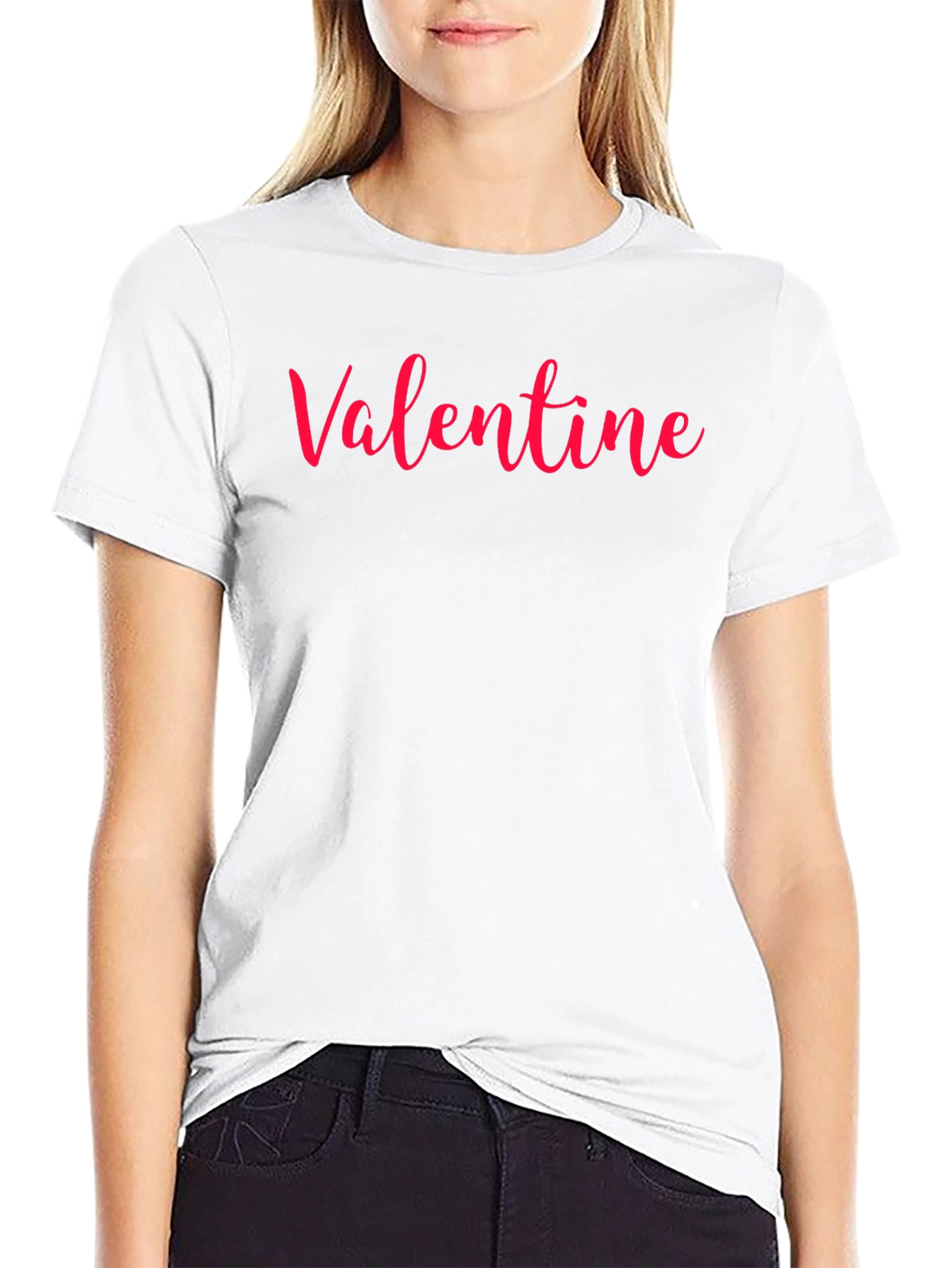 Black Valentine Red Script Black T-Shirt view 9