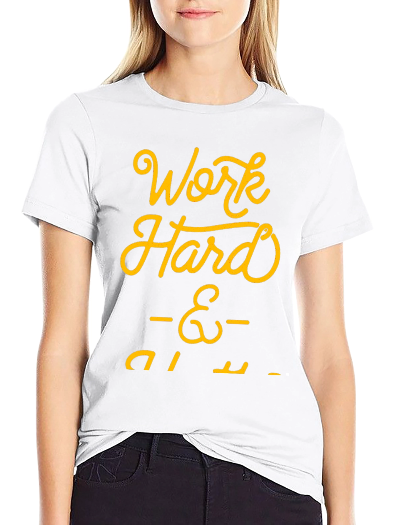 Black Work Hard Play Harder Black Graphic Tee view 9