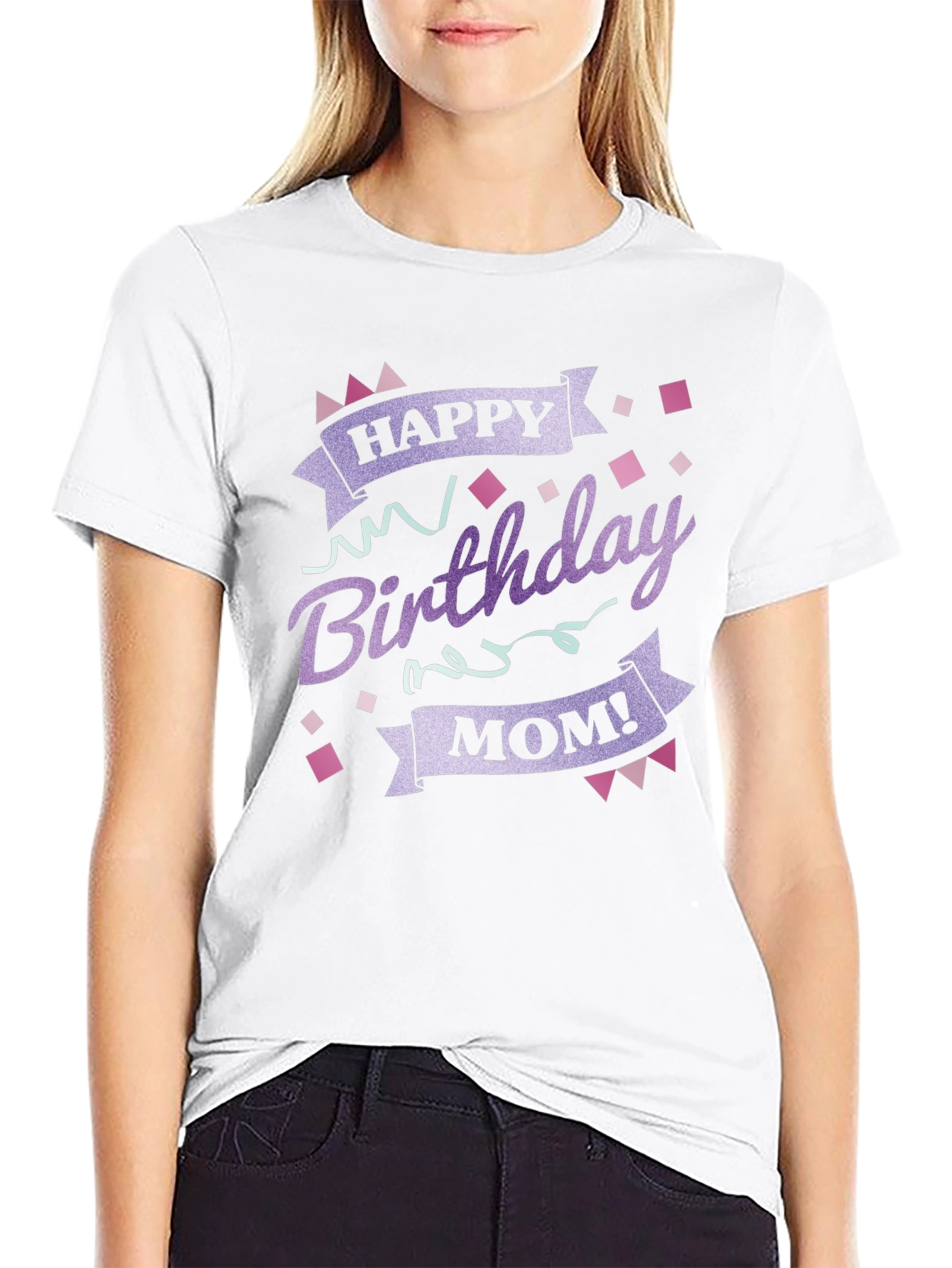 Black Happy Birthday Mom Graphic T-Shirt view 9