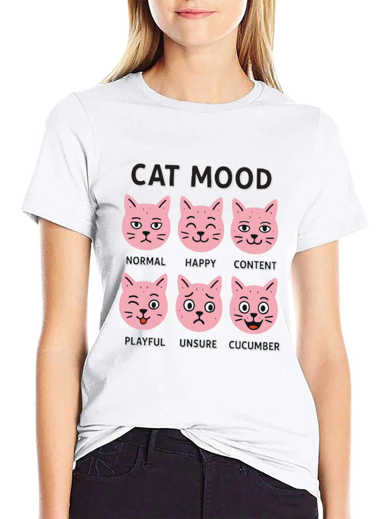 Black Cat Mood T-Shirt - Funny Cat Expression Tee view 9