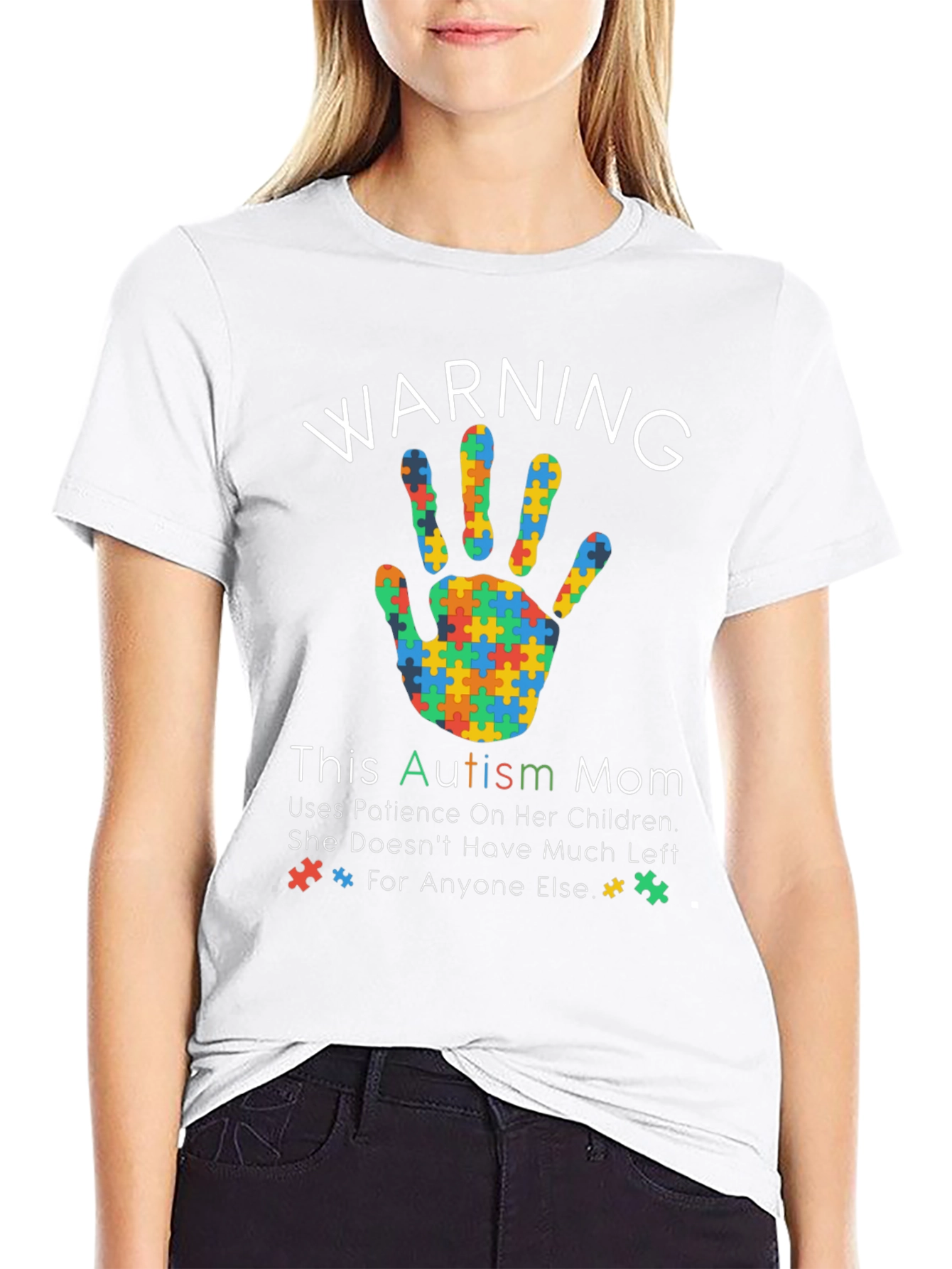Black Autism Mom Warning T-Shirt view 9