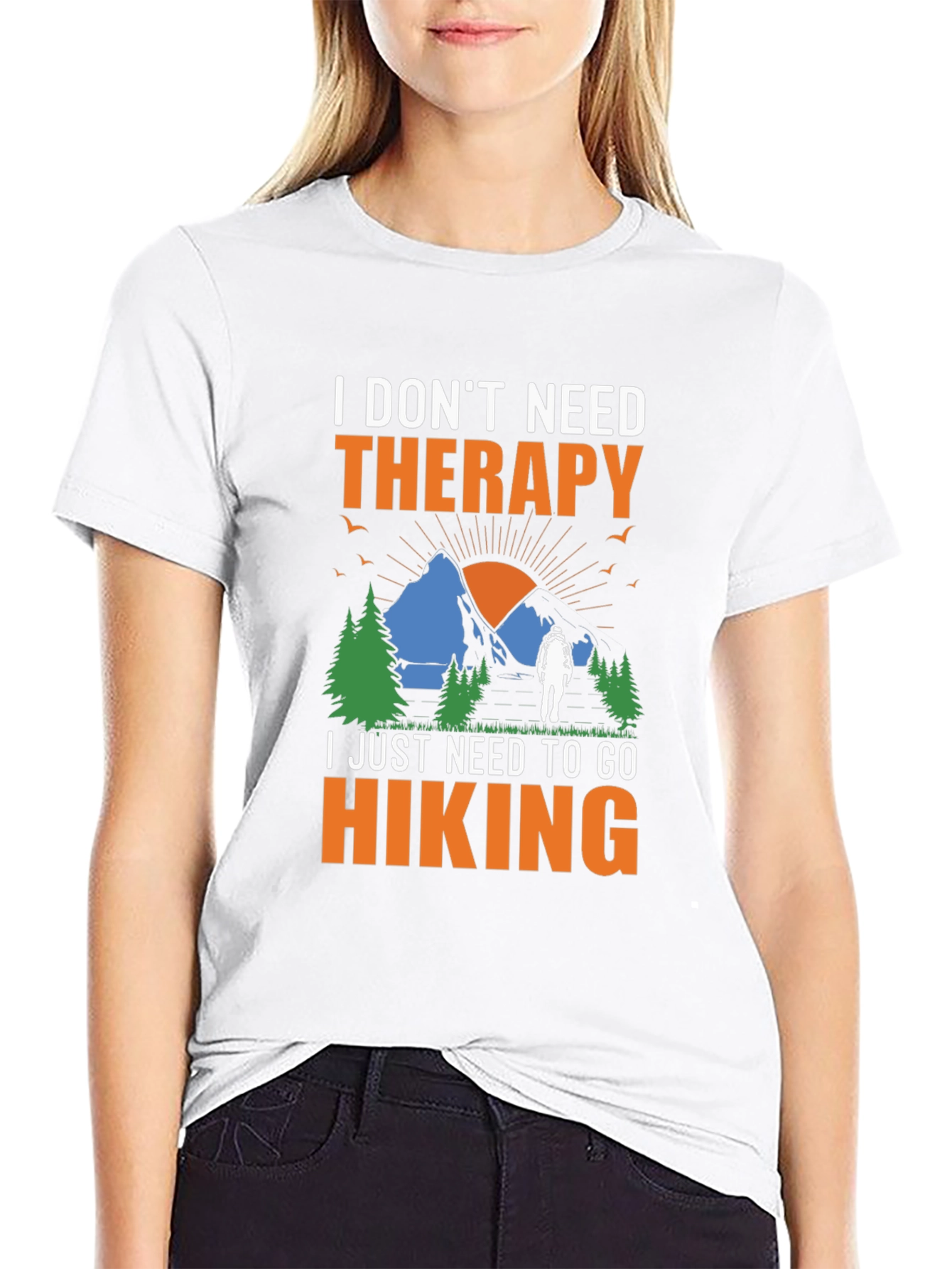 Black Hiking Therapy Graphic T-Shirt view 9
