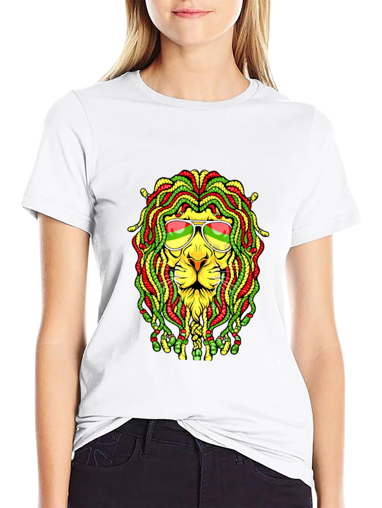 Black Rasta Lion Graphic T-Shirt - Reggae Style view 9