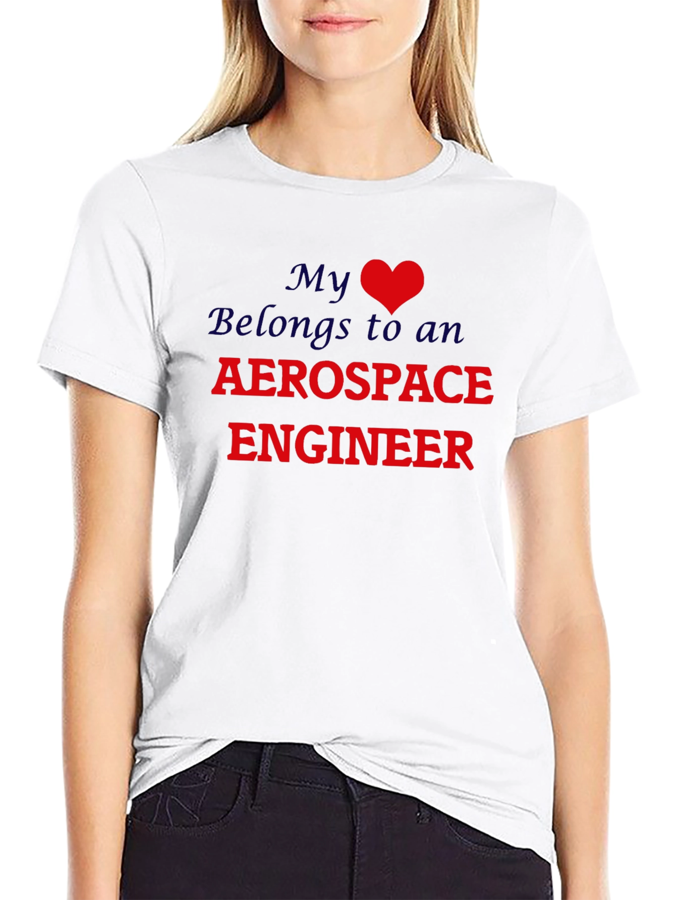 Black My Heart Belongs to an Aerospace Engineer T-Shirt view 9