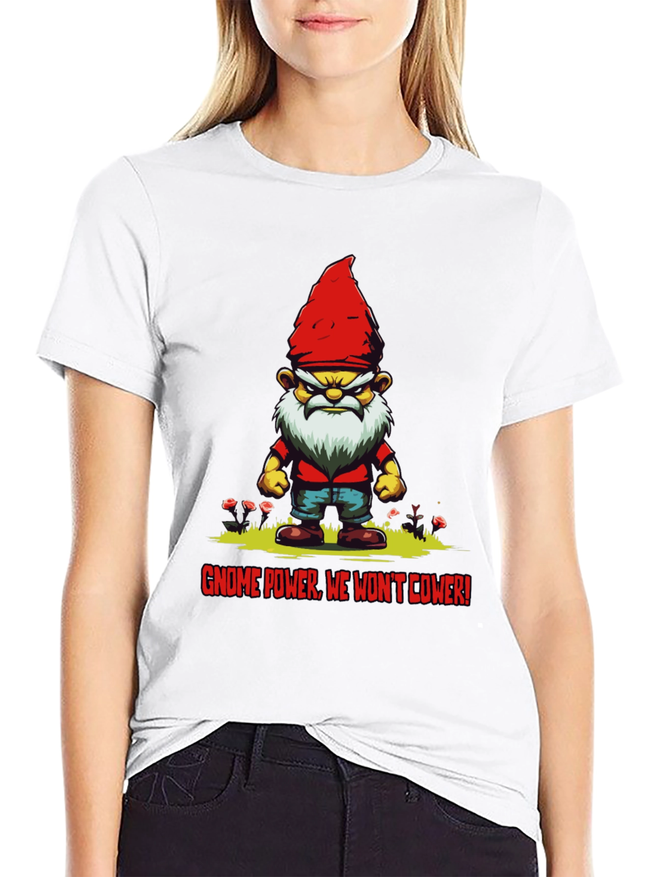 Black Gnome Power T-Shirt - We Won't Cower! view 9