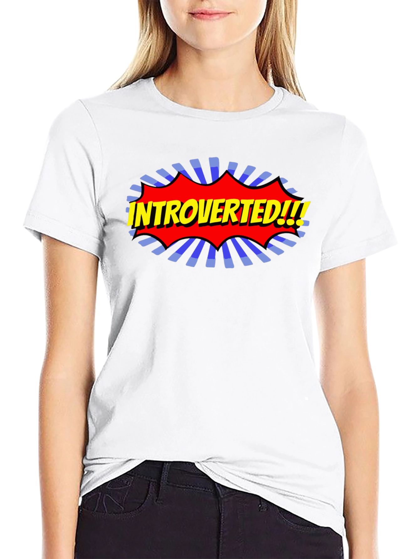 Black Introverted Comic Style T-Shirt view 9