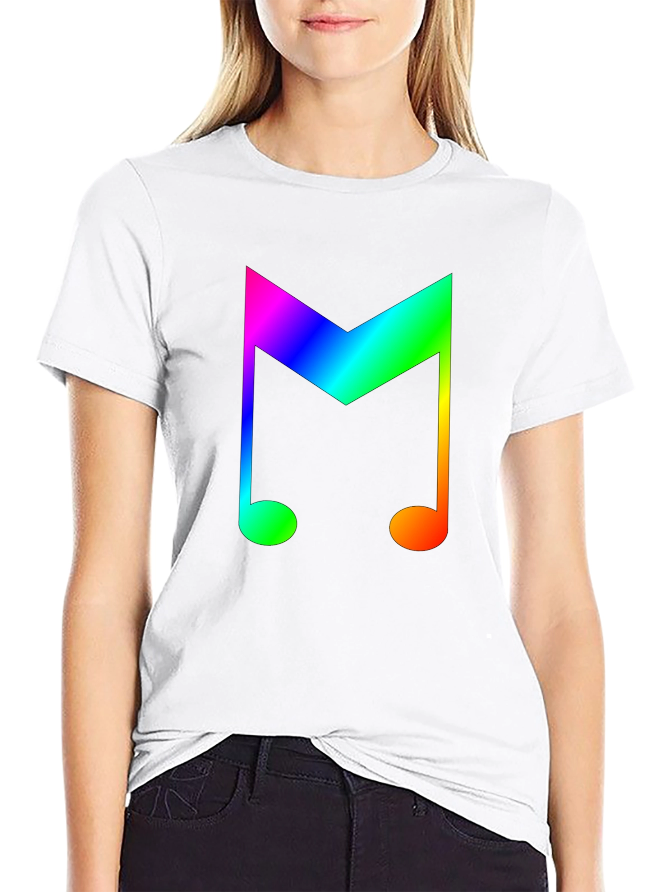 Black Rainbow Music Note Graphic Tee - Stylish Cotton Shirt view 9