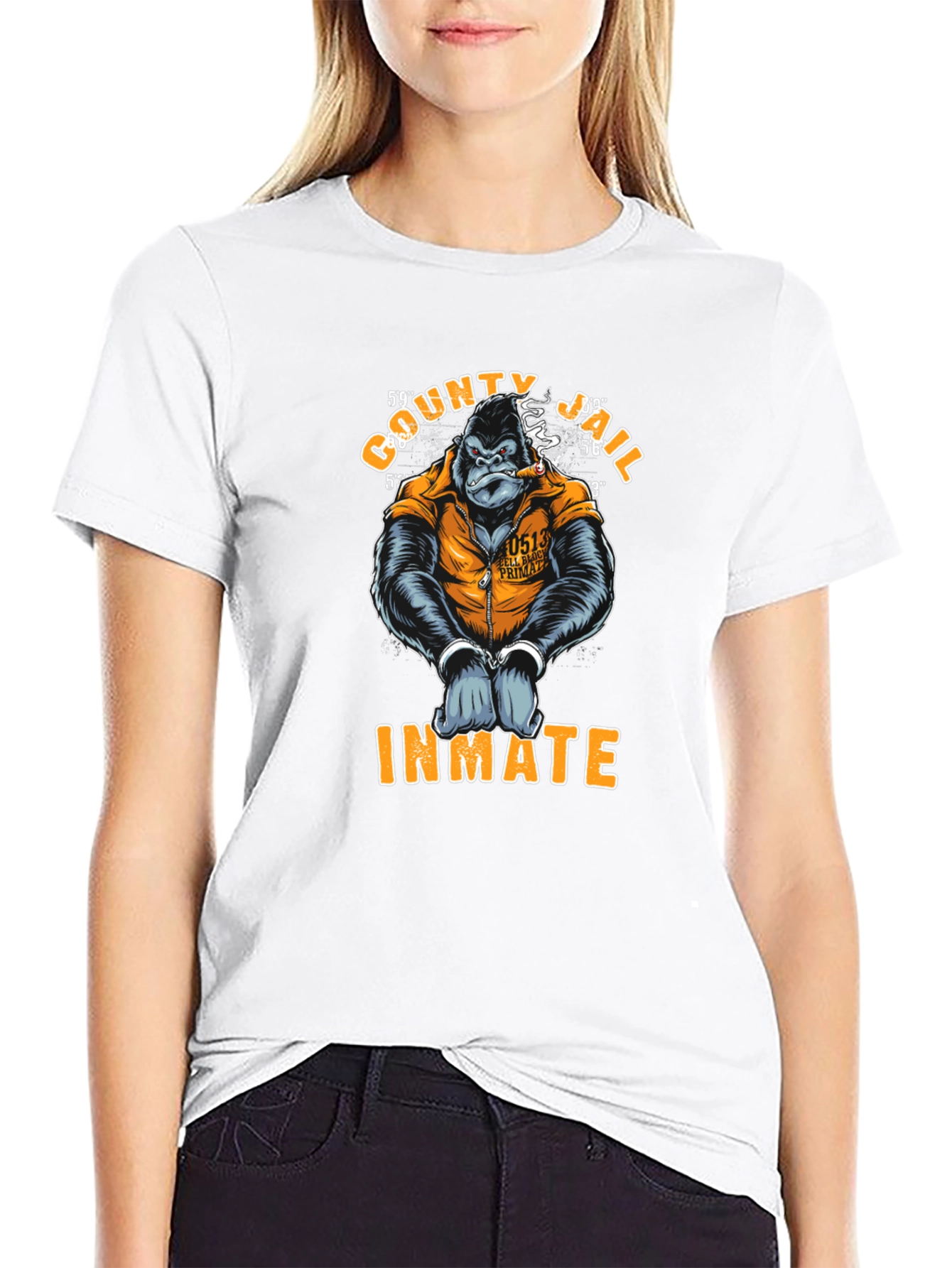 Black County Jail Inmate Gorilla T-Shirt view 9