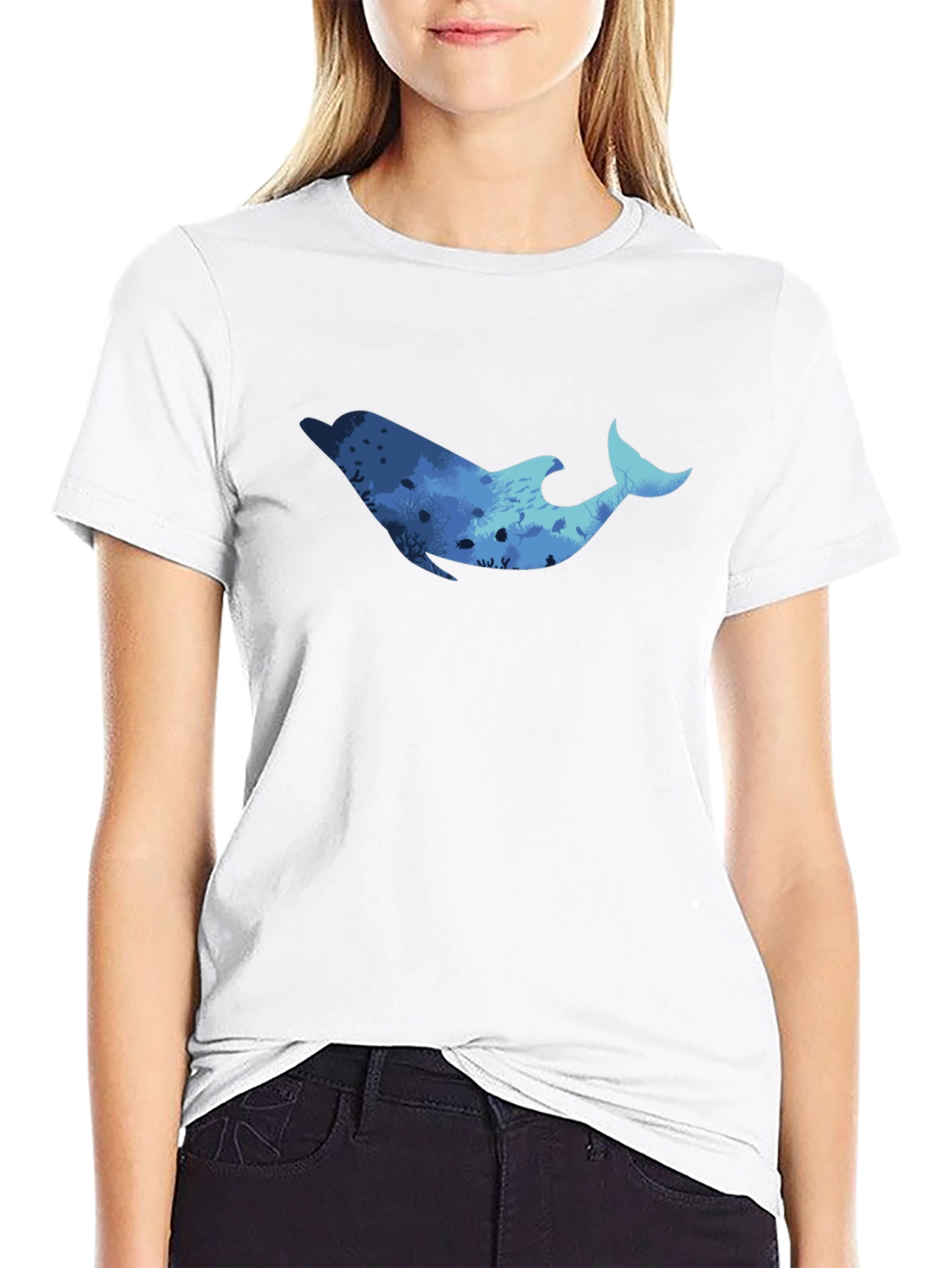 Black Dolphin Reef Graphic Black T-Shirt view 9