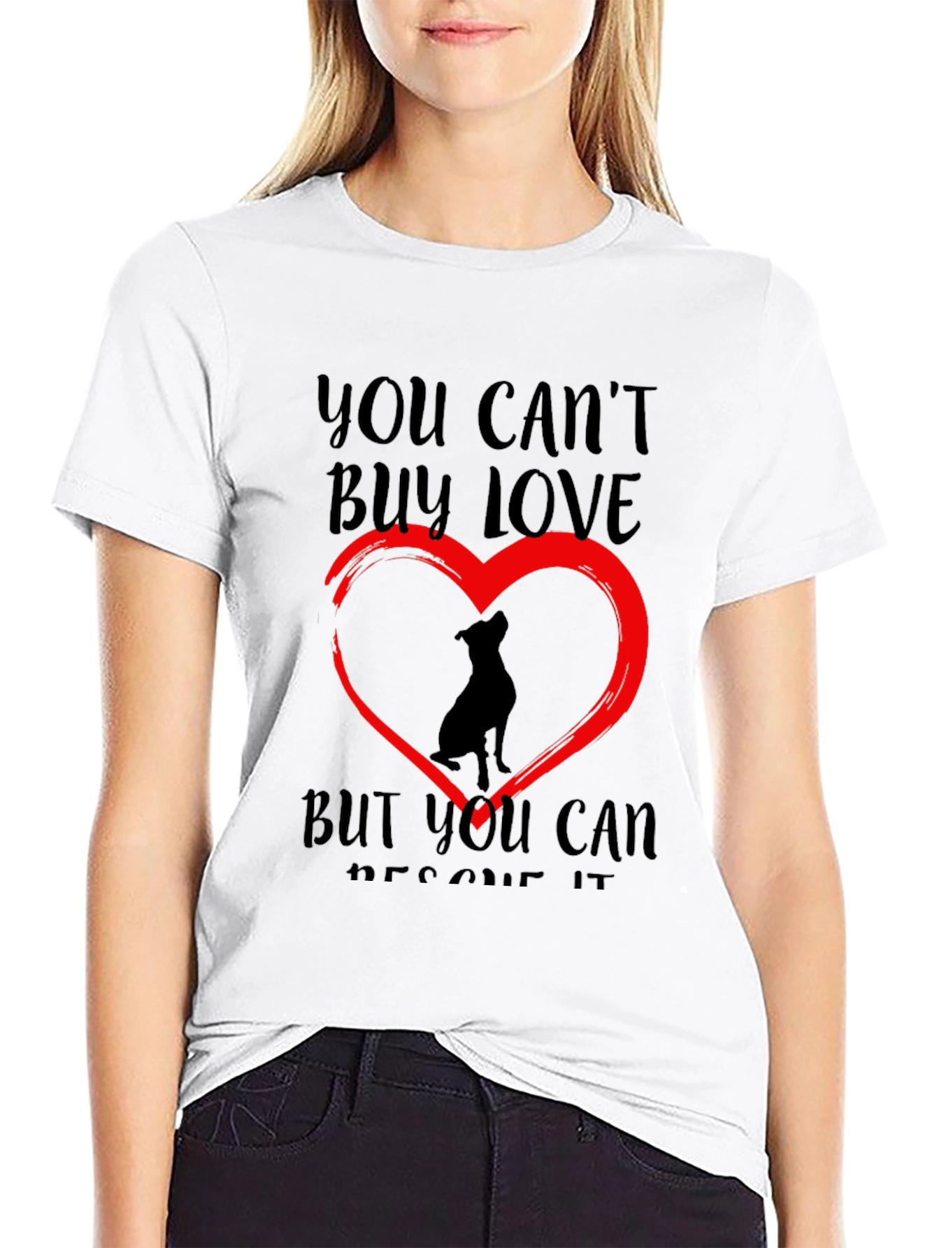 Black Rescue Dog Lover T-Shirt - You Can't Buy Love view 9